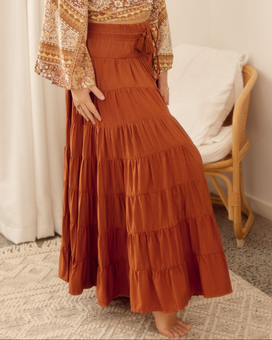 PENNY MAXI SKIRT GINGERBREAD