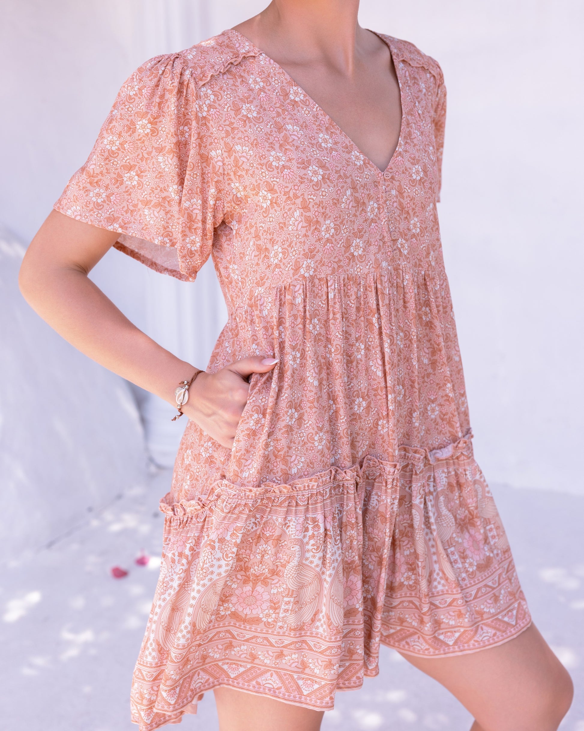 LENA MINI DRESS VINTAGE WHISPER