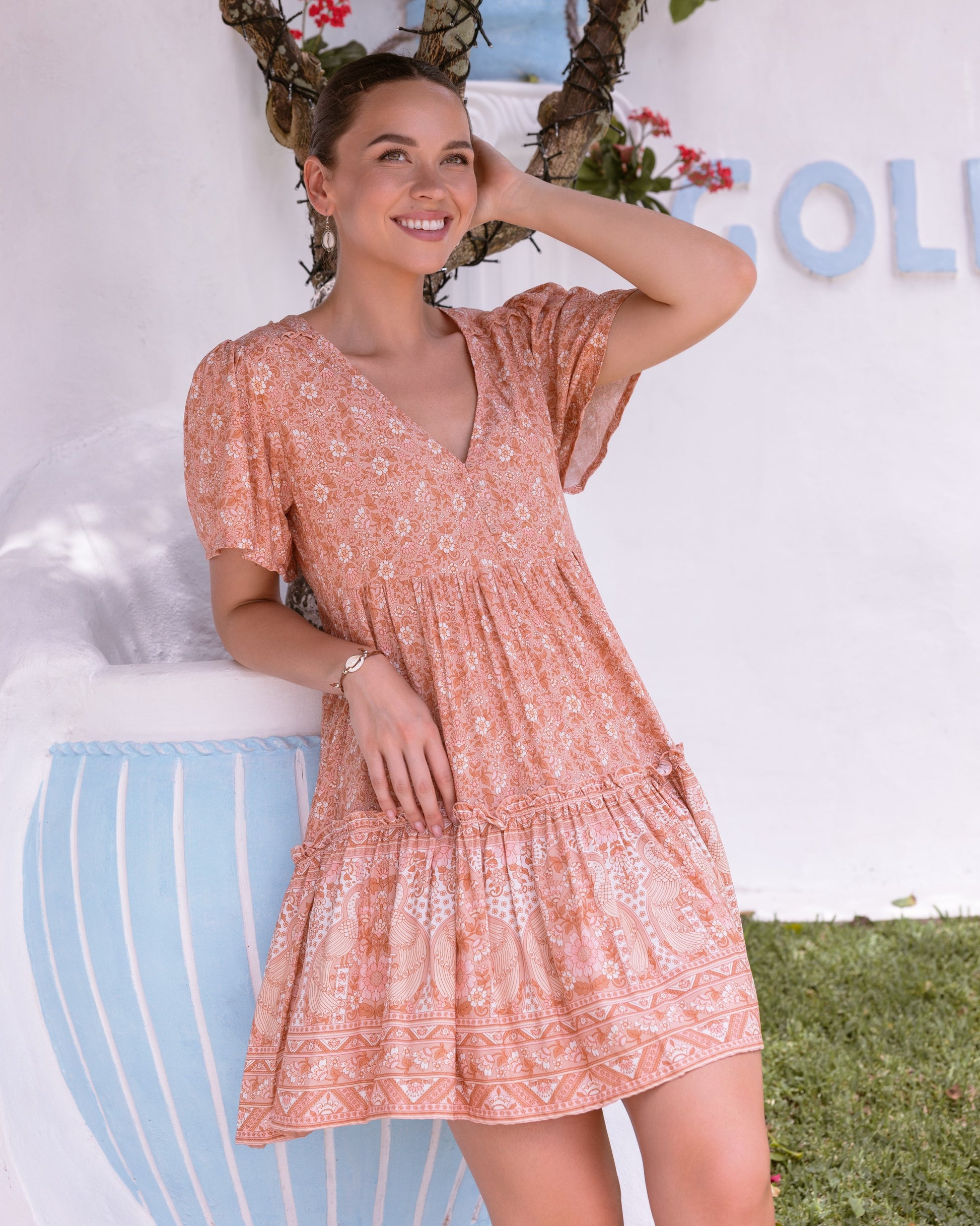 LENA MINI DRESS VINTAGE WHISPER