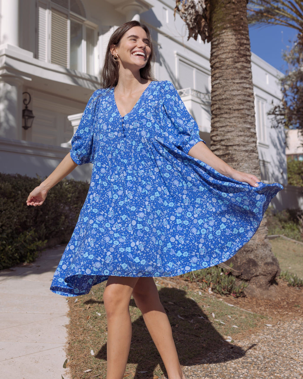 BUTTERFLY MINI DRESS BLUE LAGOON