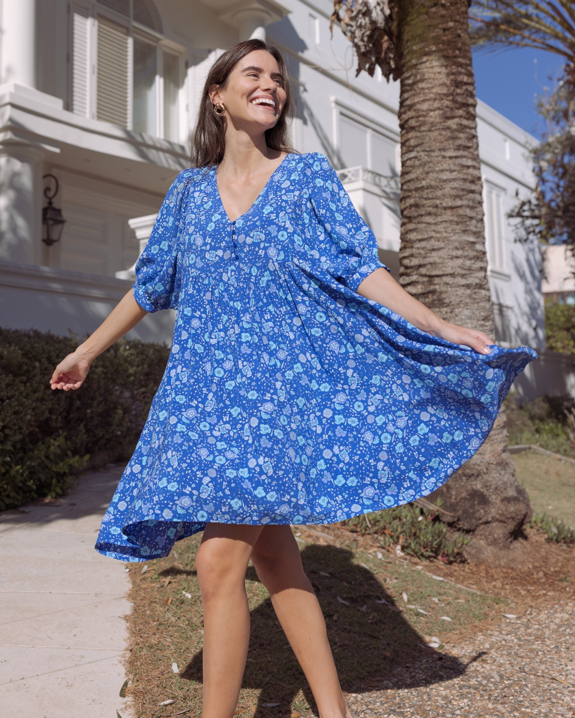 BUTTERFLY MINI DRESS BLUE LAGOON