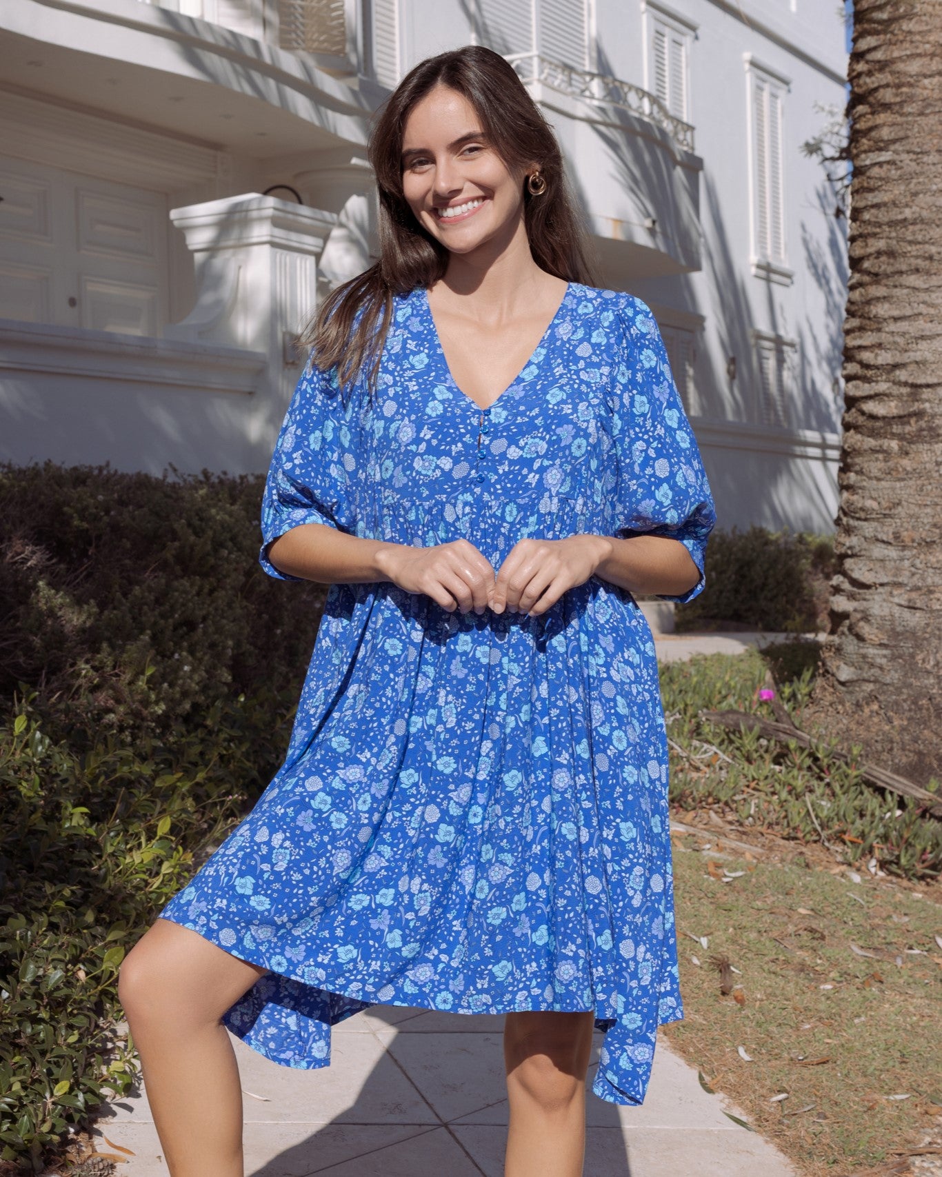 BUTTERFLY MINI DRESS BLUE LAGOON