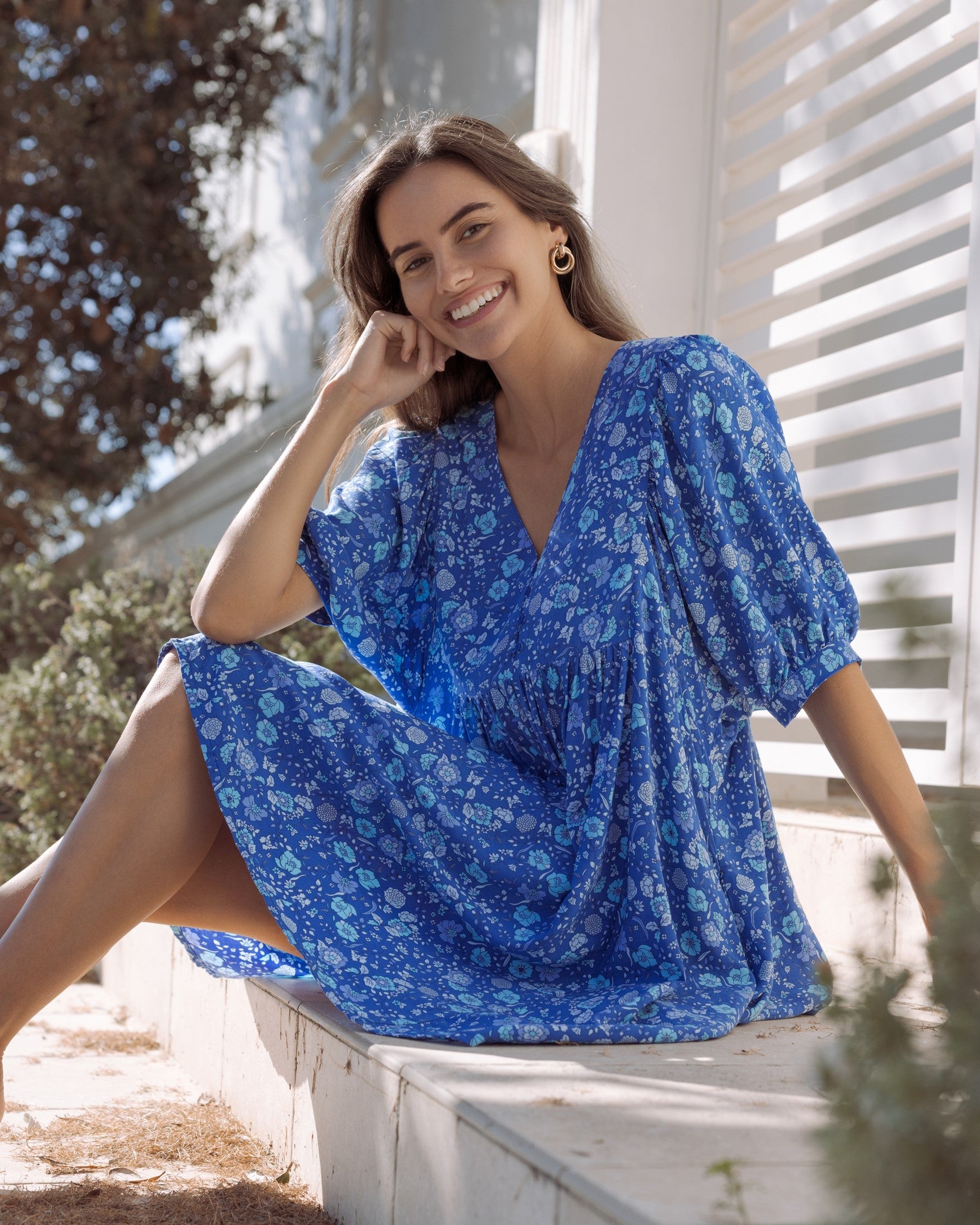 BUTTERFLY MINI DRESS BLUE LAGOON