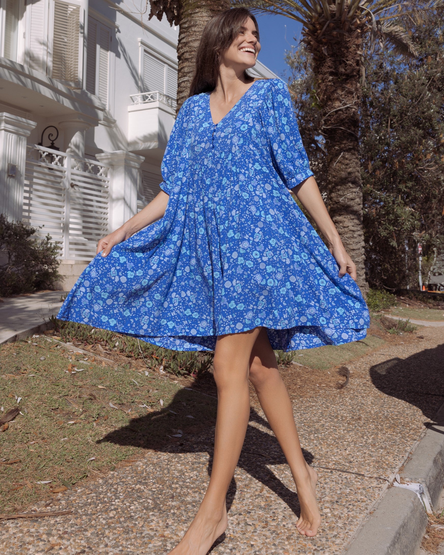 BUTTERFLY MINI DRESS BLUE LAGOON