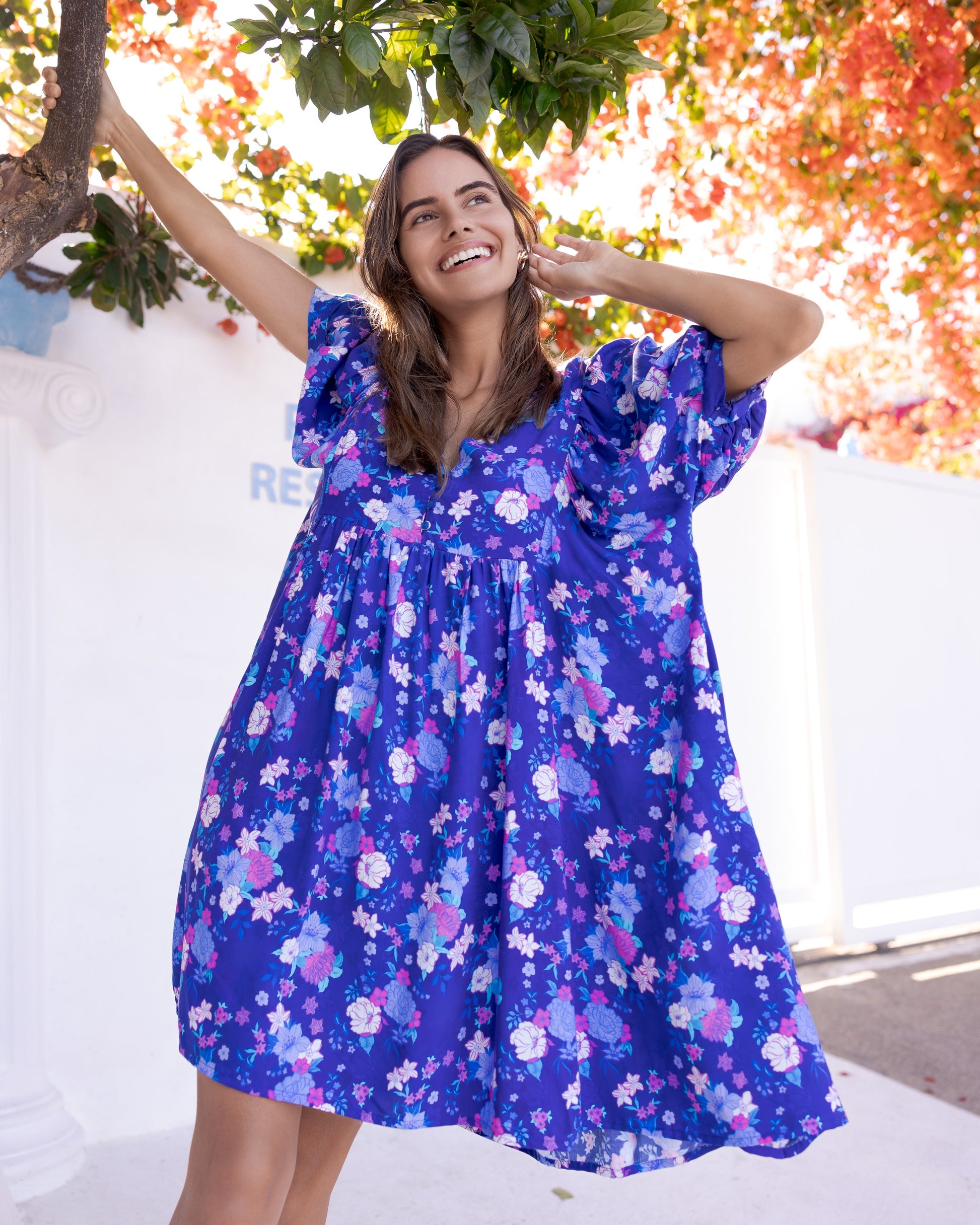 BUTTERFLY MINI DRESS INDIGO BLOOM