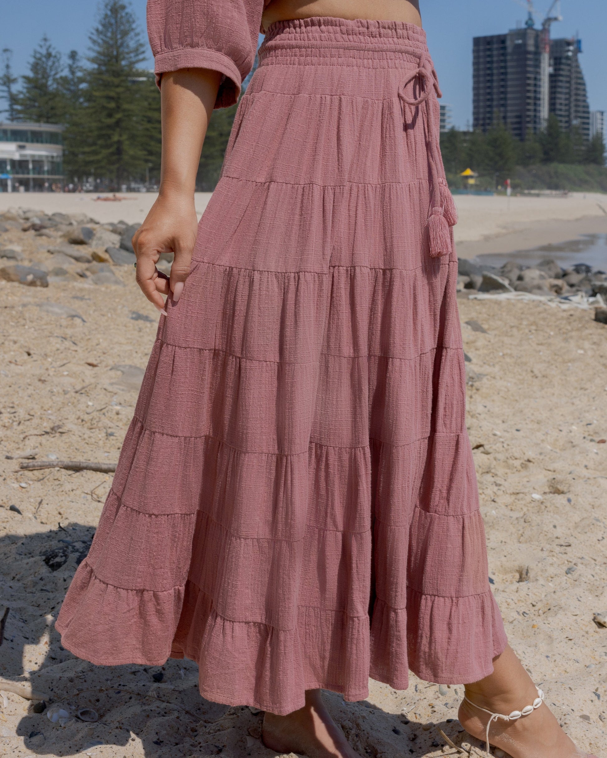 CASSIE MAXI SKIRT DUSTY PINK