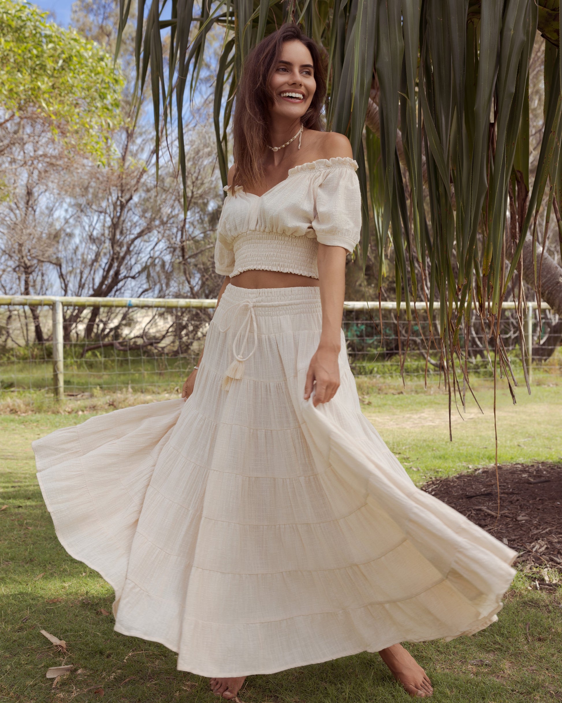 CASSIE MAXI SKIRT VINTAGE CREAM