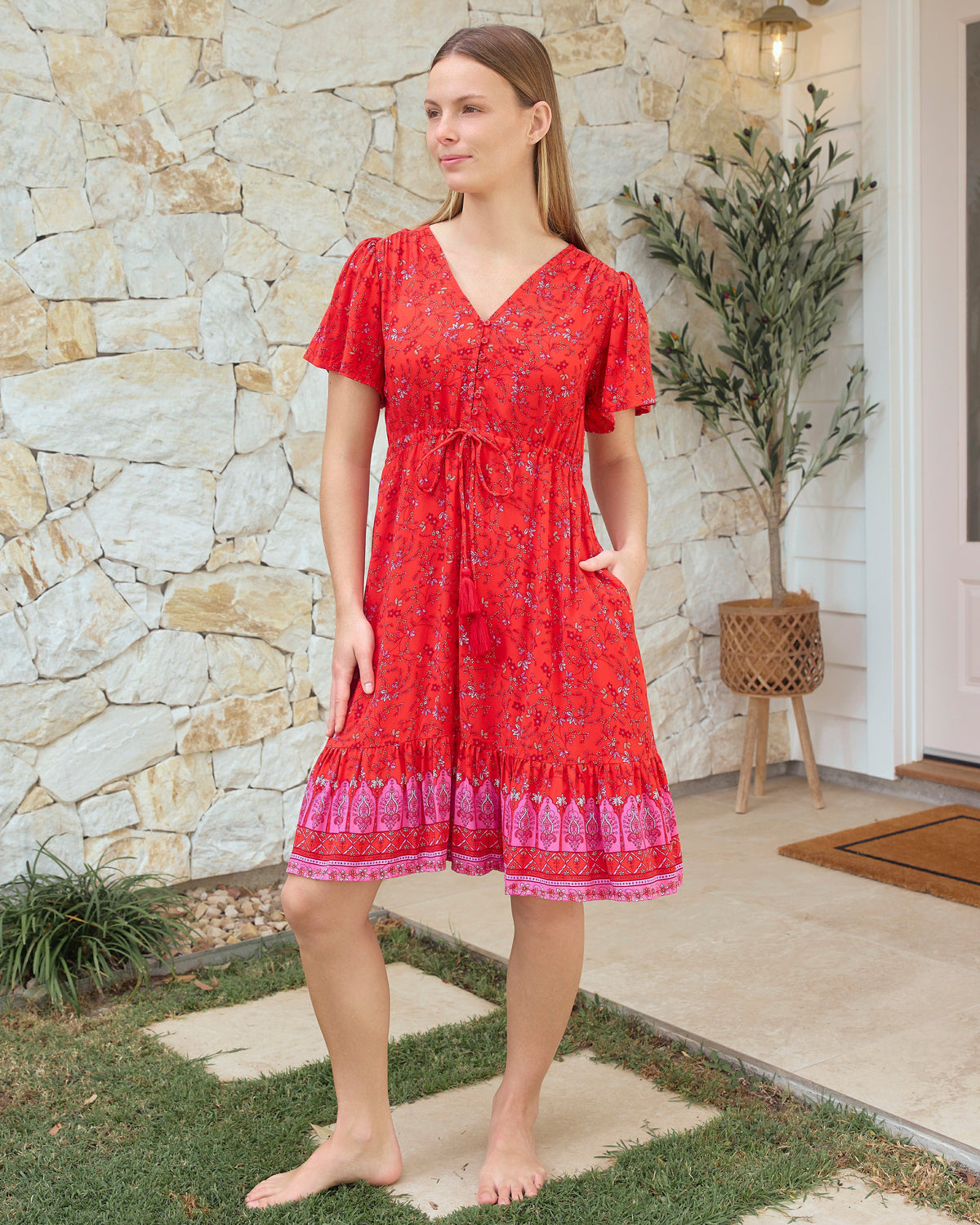FRIEDA MINI DRESS SCARLET