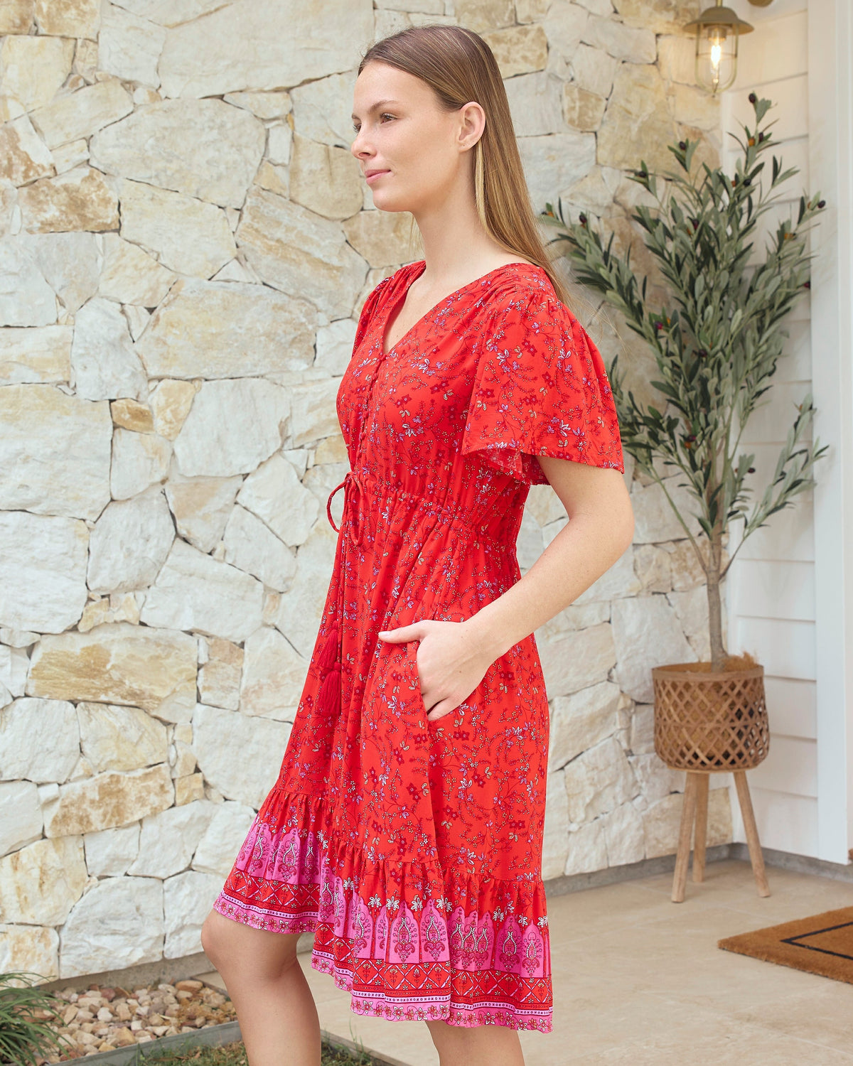 FRIEDA MINI DRESS SCARLET