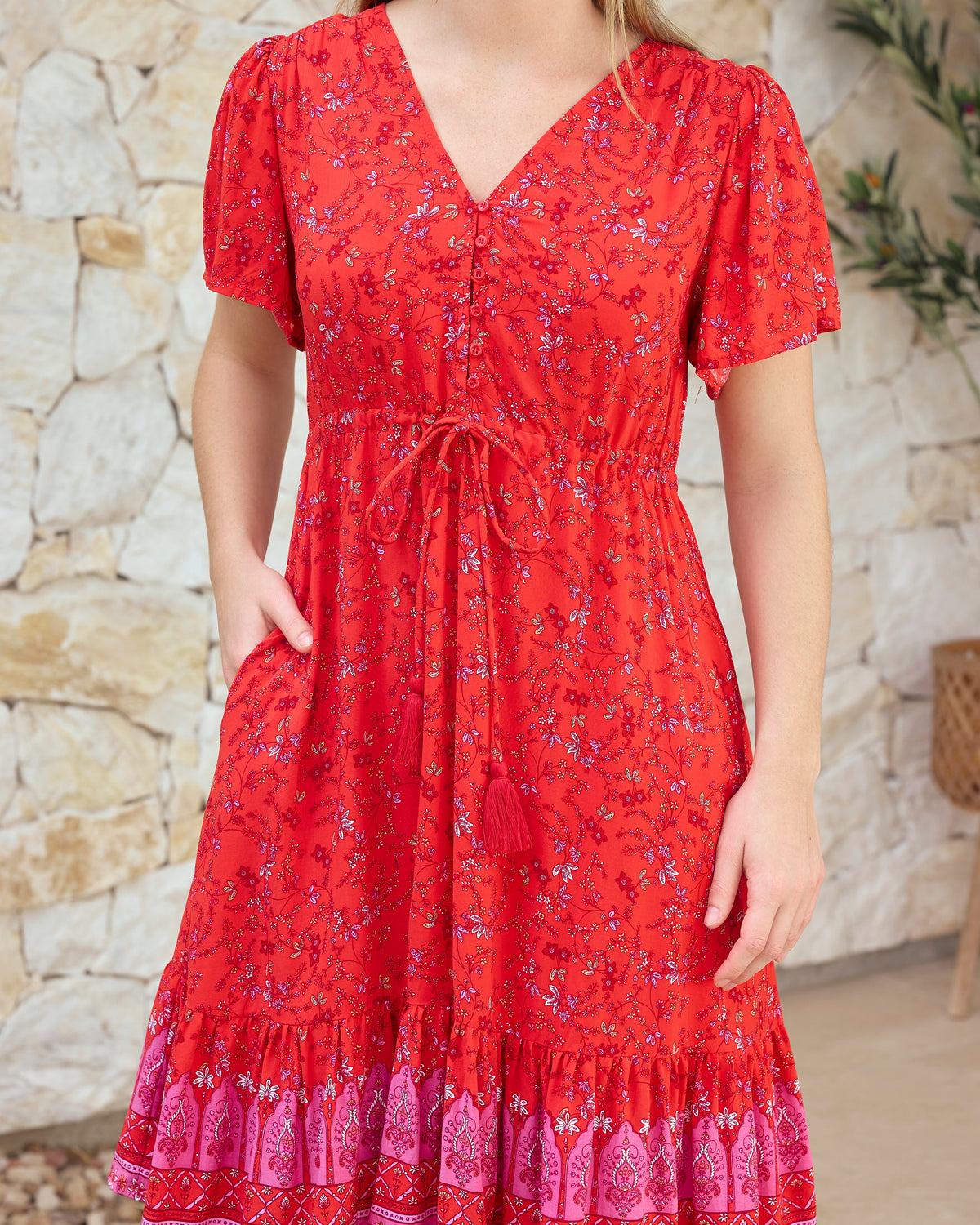FRIEDA MINI DRESS SCARLET