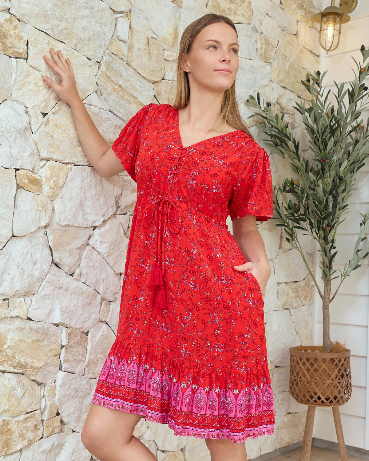 FRIEDA MINI DRESS SCARLET