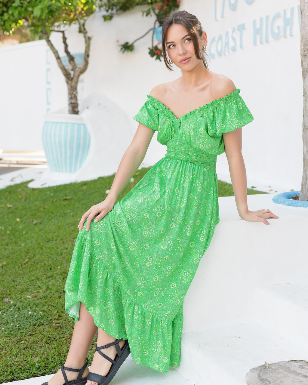 FLORA MAXI DRESS EVERGREEN