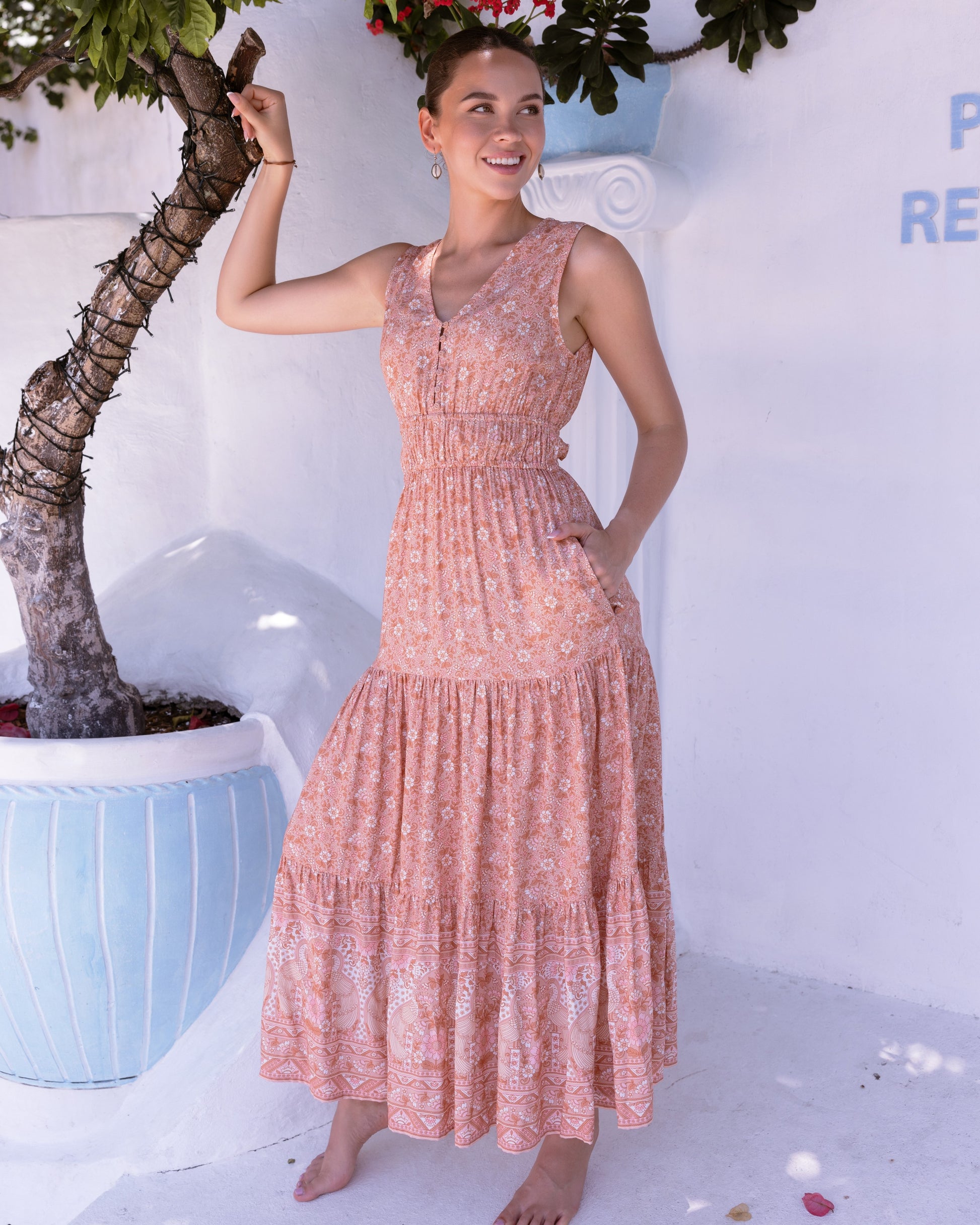 COVE MAXI DRESS VINTAGE WHISPER