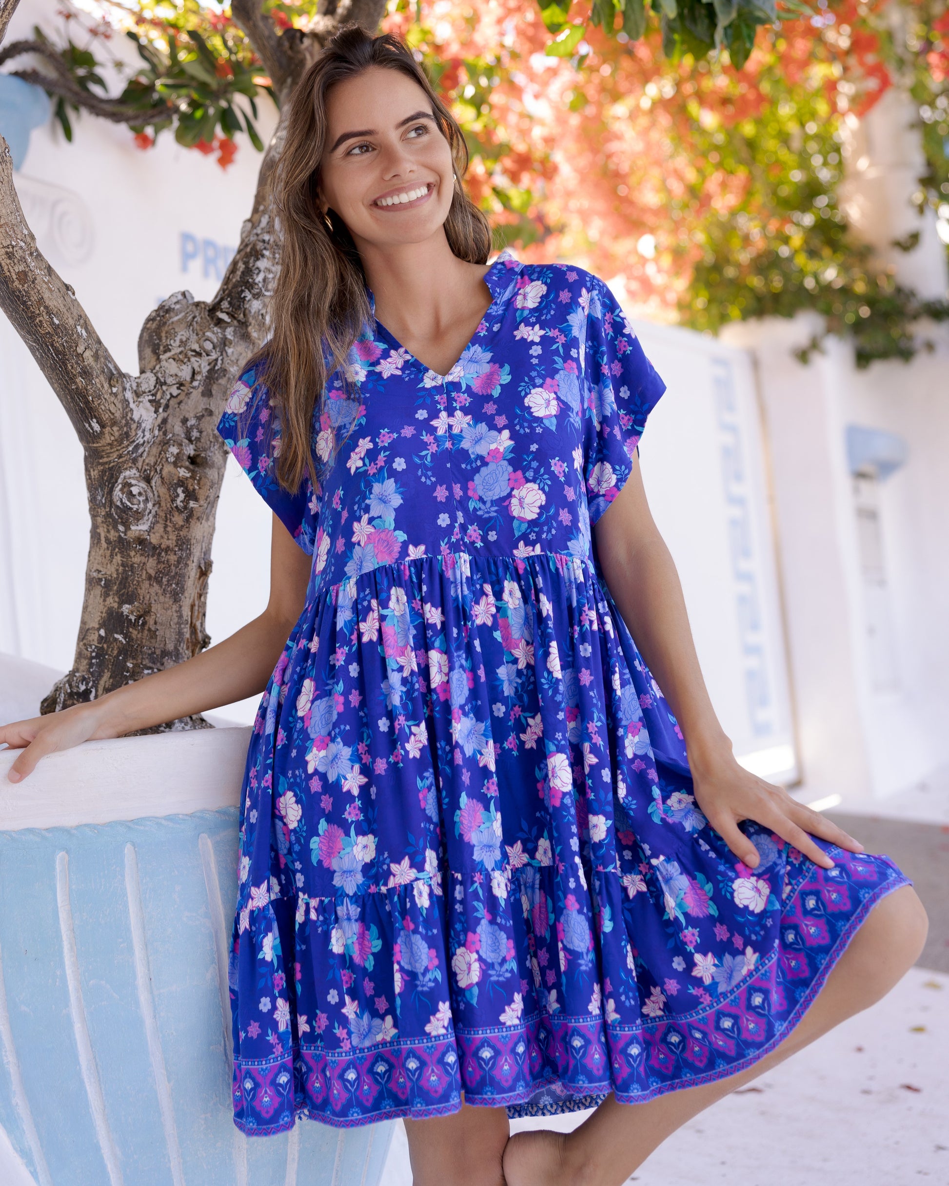 CARA MINI DRESS INDIGO BLOOM