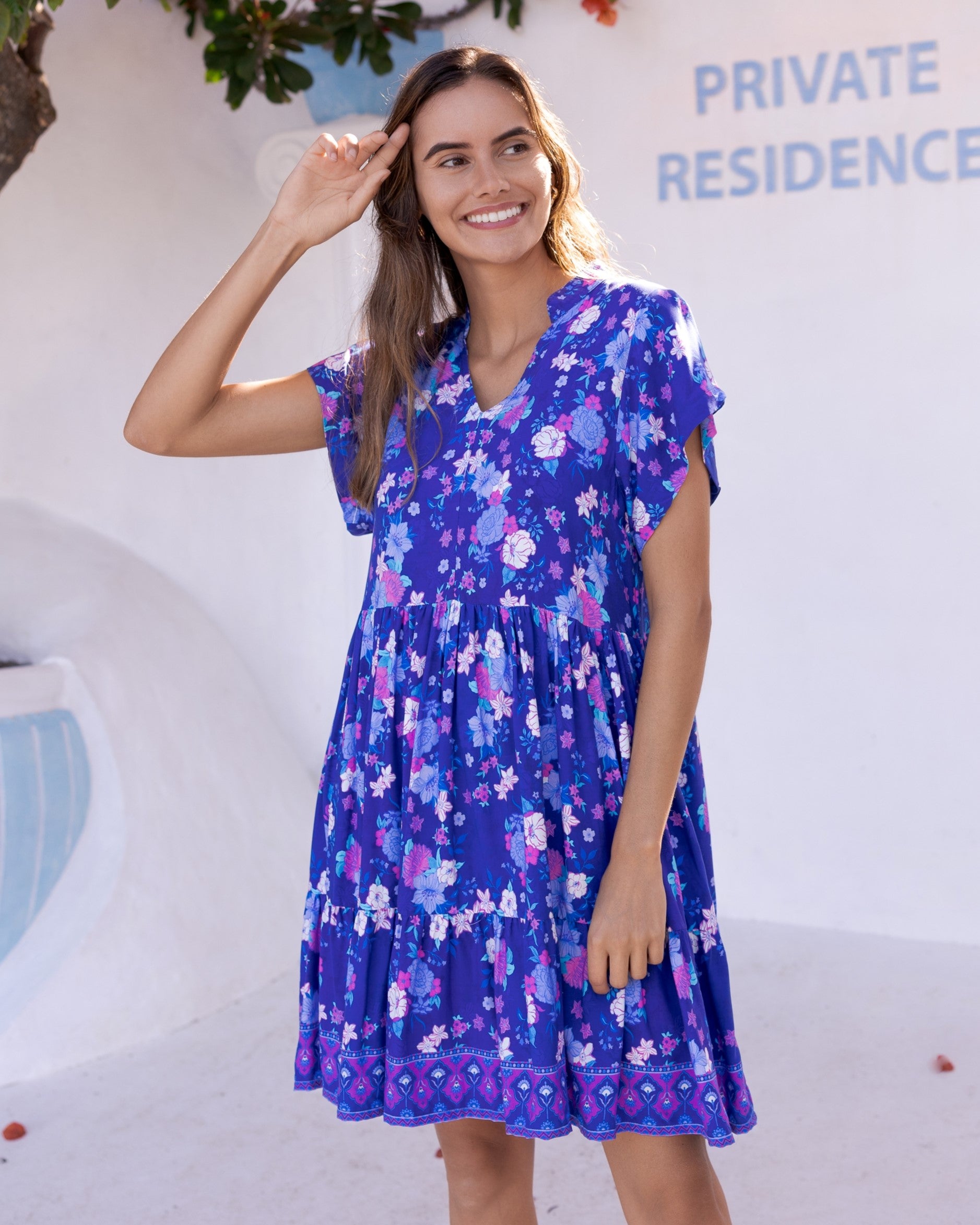 CARA MINI DRESS INDIGO BLOOM