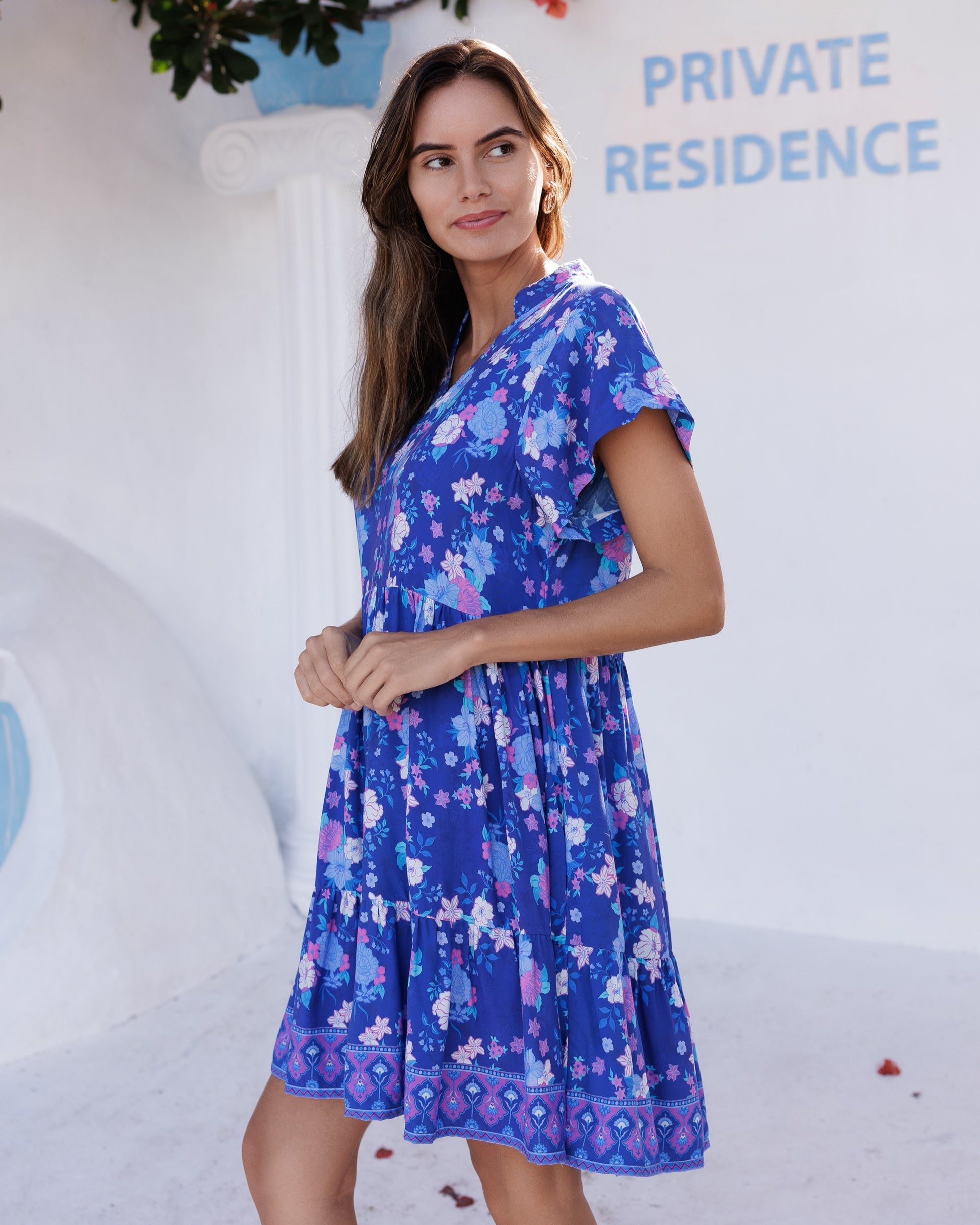 CARA MINI DRESS INDIGO BLOOM