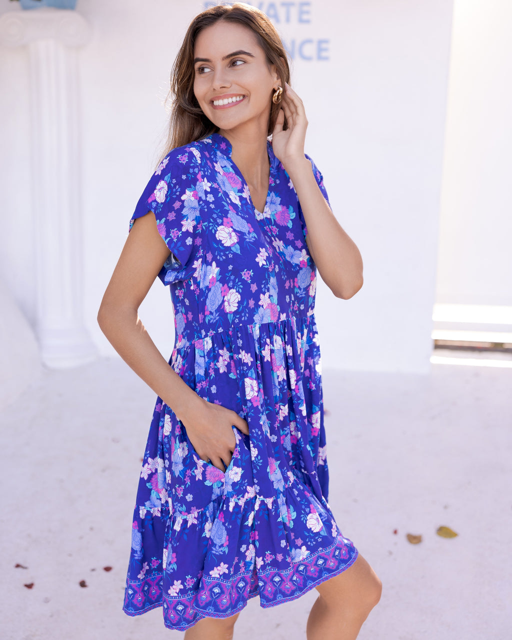 CARA MINI DRESS INDIGO BLOOM