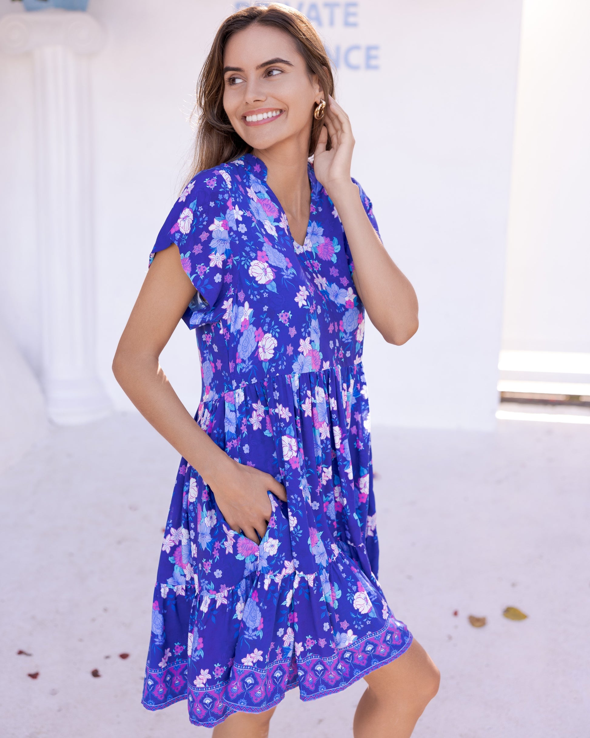 CARA MINI DRESS INDIGO BLOOM