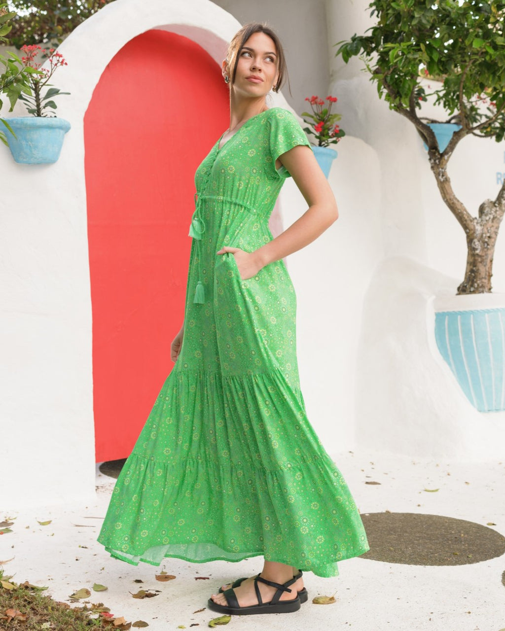 NOLA MAXI DRESS EVERGREEN