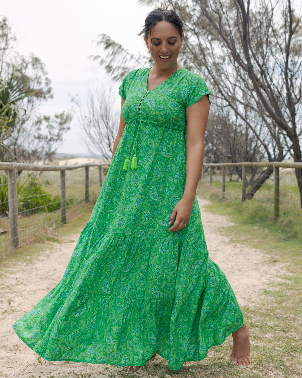 NOLA MAXI DRESS LIME CORDIAL