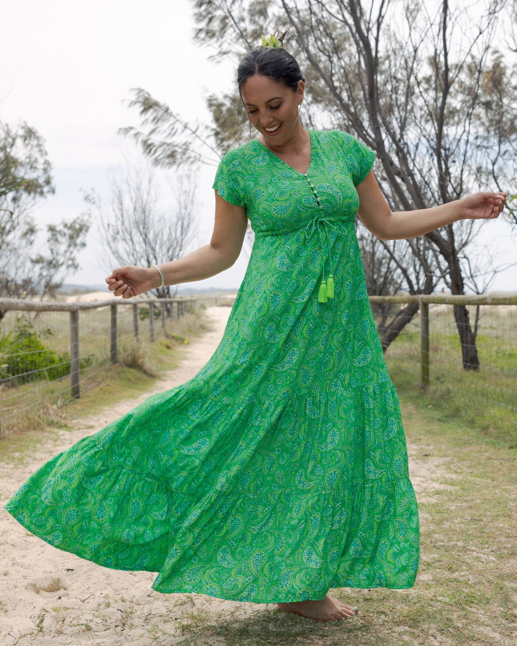 NOLA MAXI DRESS LIME CORDIAL