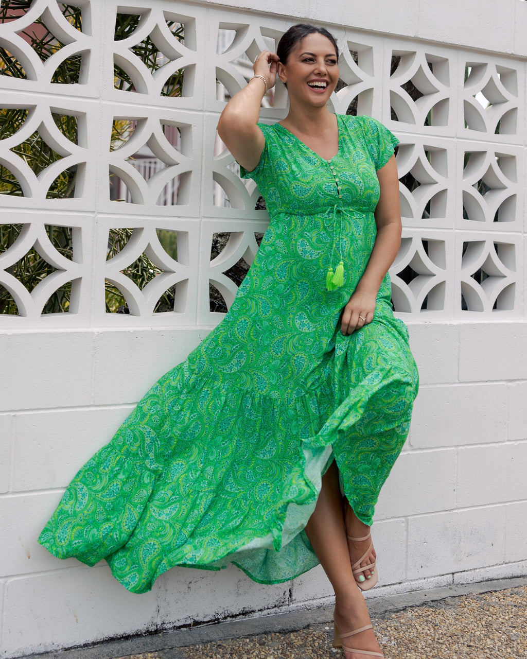 NOLA MAXI DRESS LIME CORDIAL