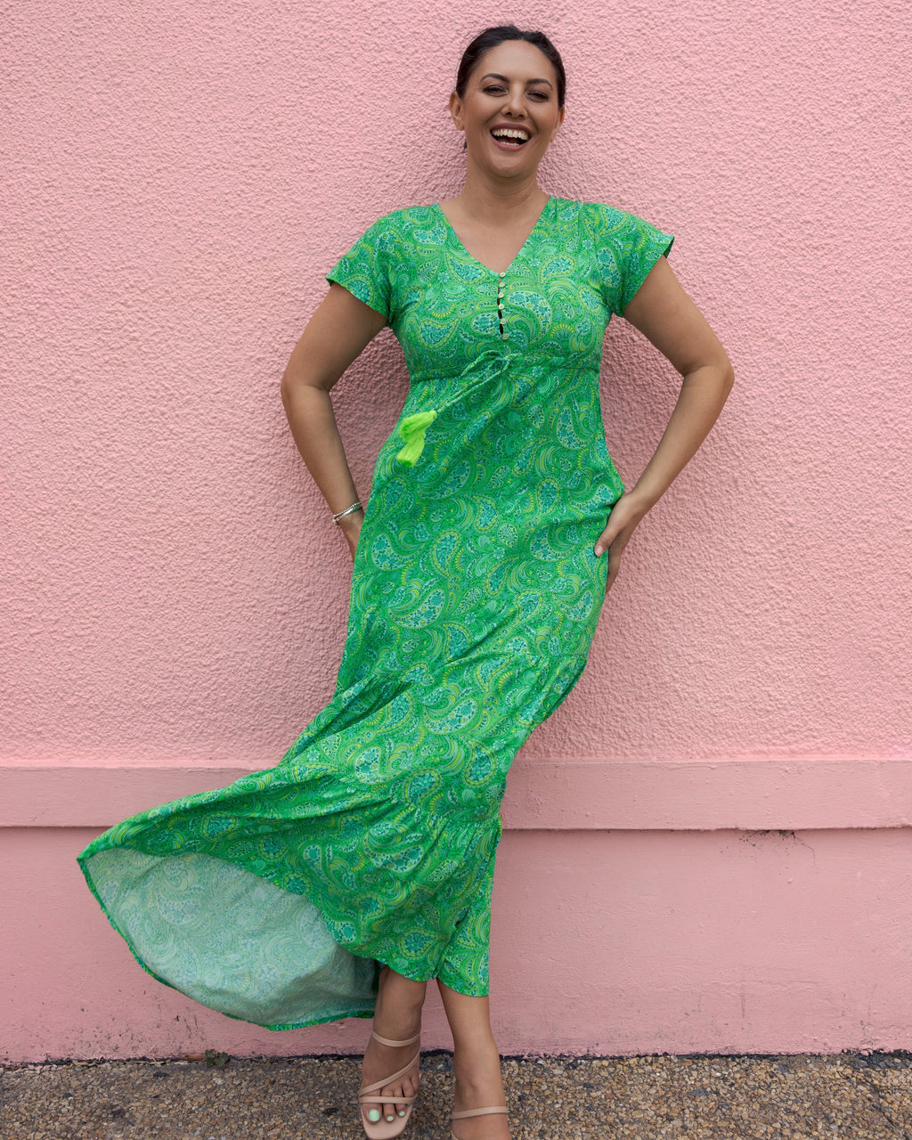 NOLA MAXI DRESS LIME CORDIAL