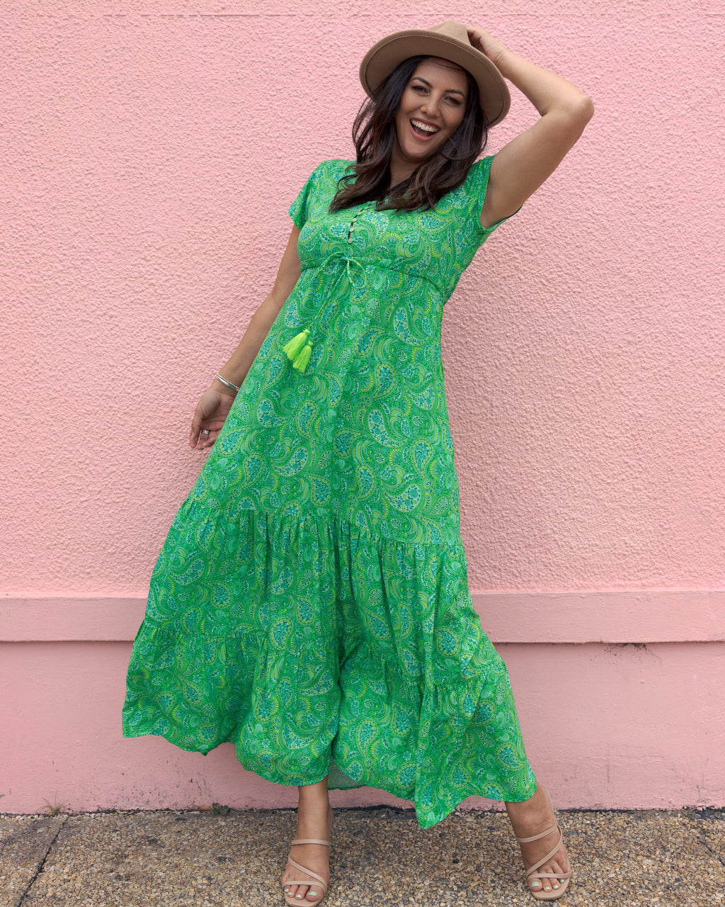 NOLA MAXI DRESS LIME CORDIAL