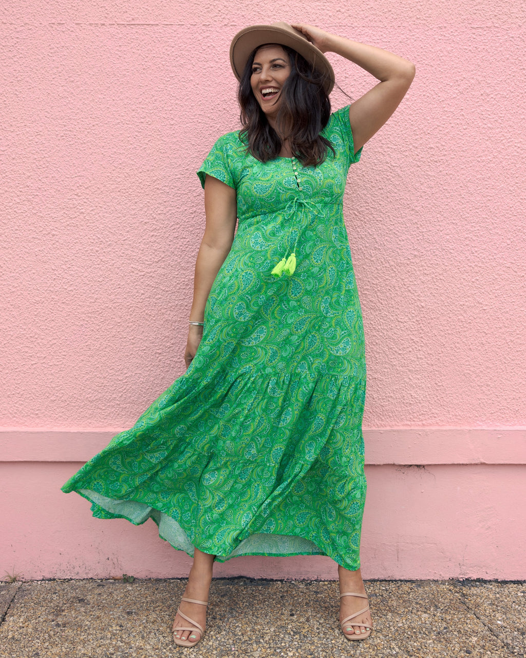 NOLA MAXI DRESS LIME CORDIAL