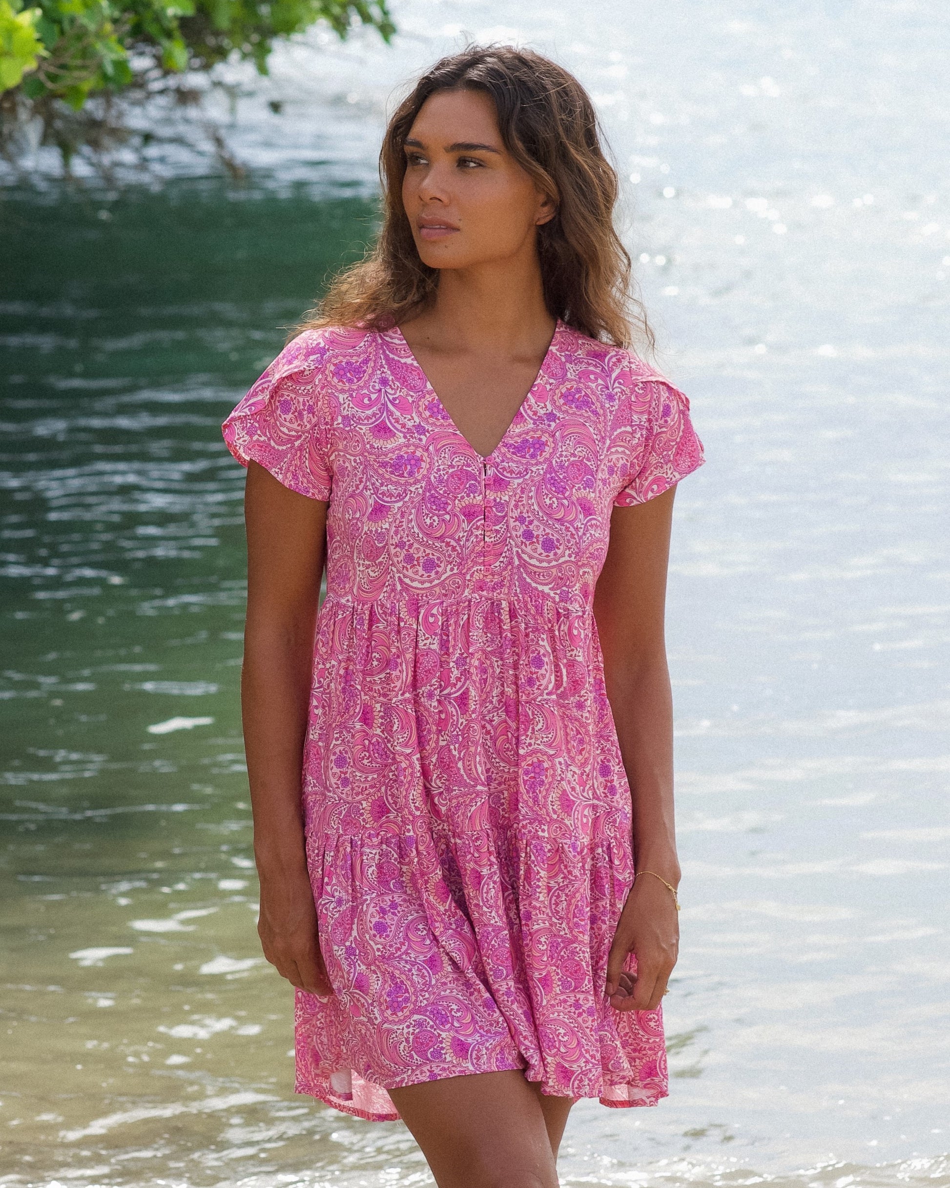 TAYLOR MINI DRESS PEACH FIZZ