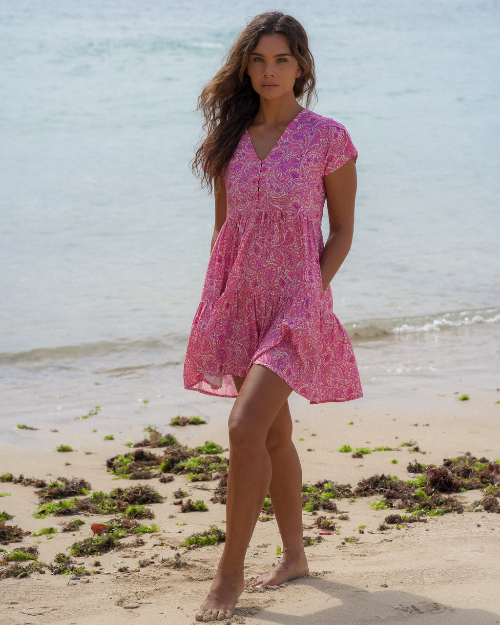 TAYLOR MINI DRESS PEACH FIZZ