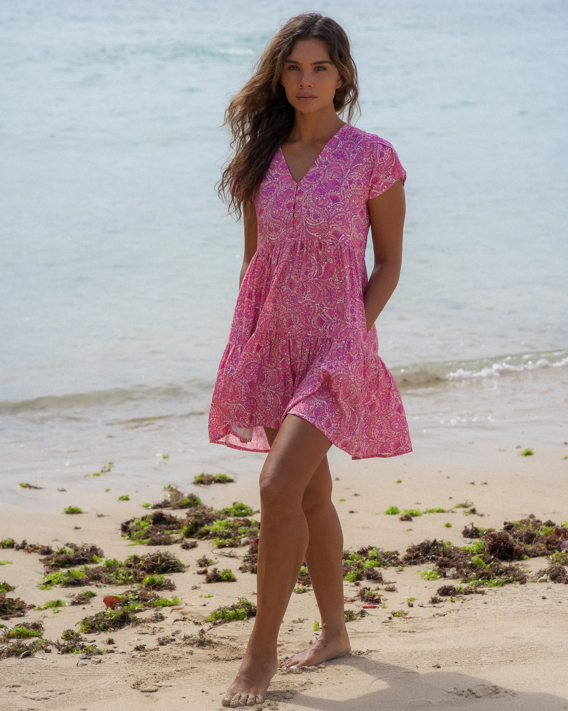 TAYLOR MINI DRESS PEACH FIZZ
