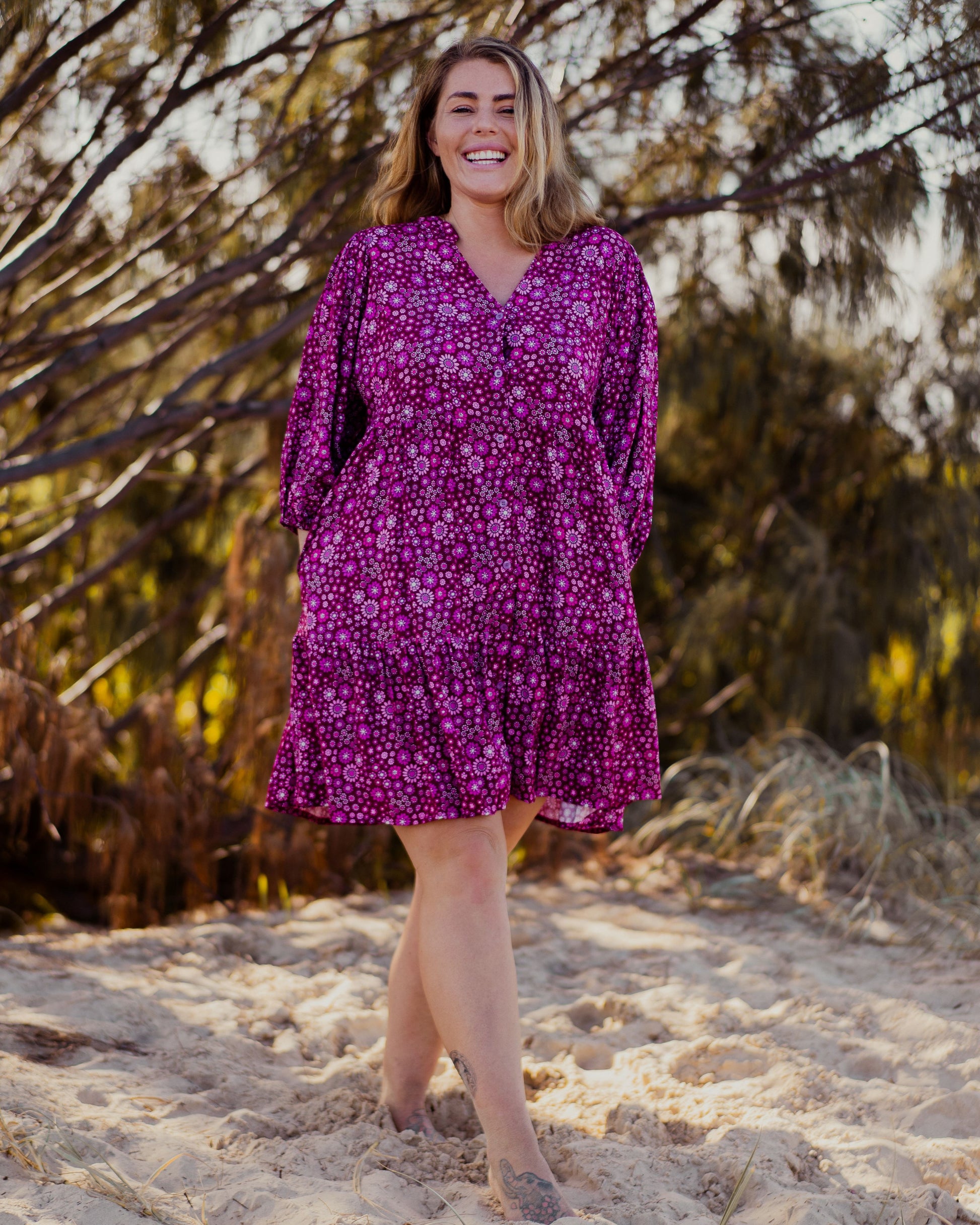 RIVER MINI DRESS BOYSENBERRY