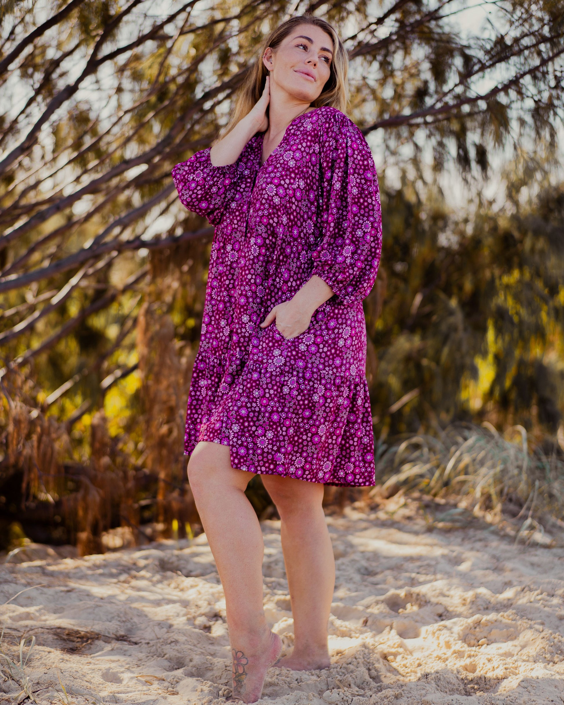 RIVER MINI DRESS BOYSENBERRY