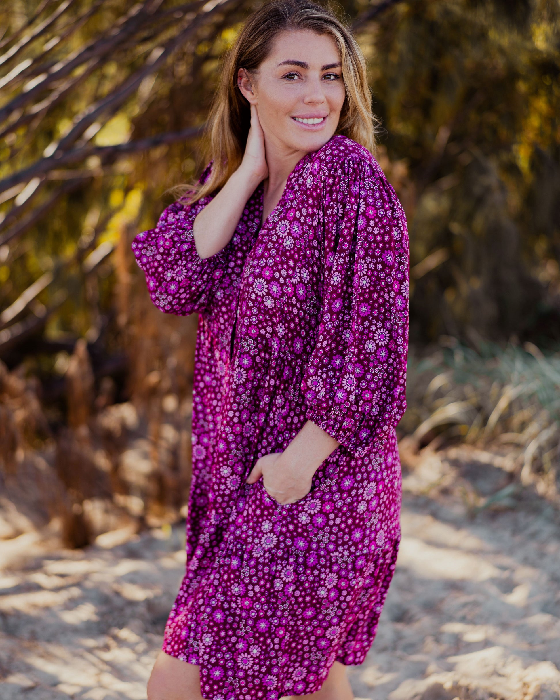 RIVER MINI DRESS BOYSENBERRY