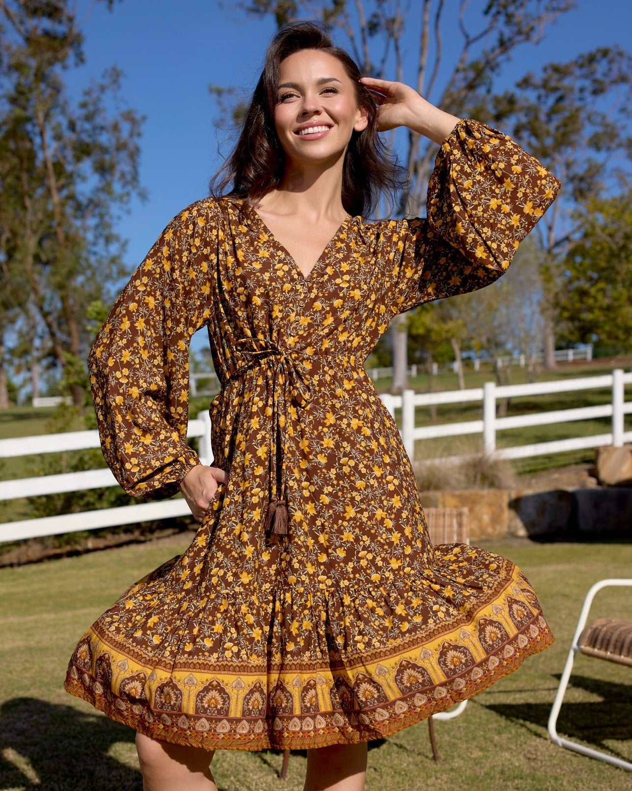 HARPER MINI DRESS MARMALADE SKIES