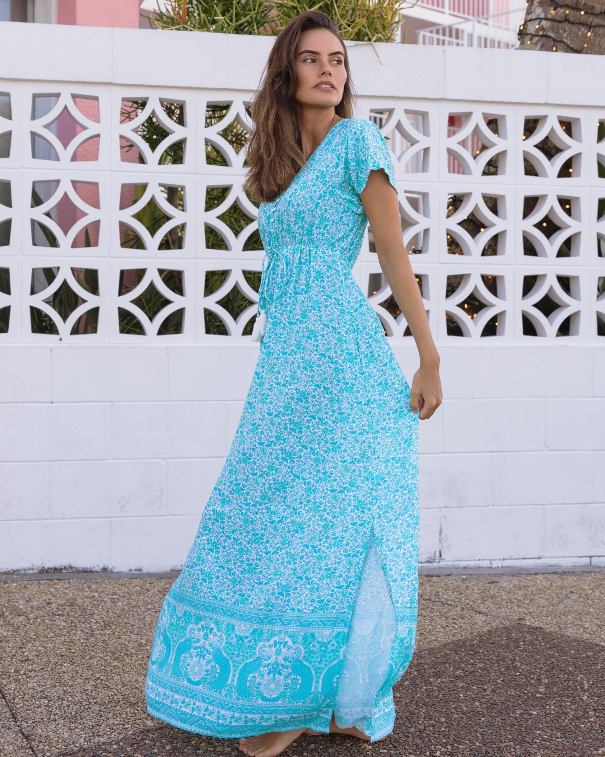RHIANNON MAXI DRESS SEA MIST