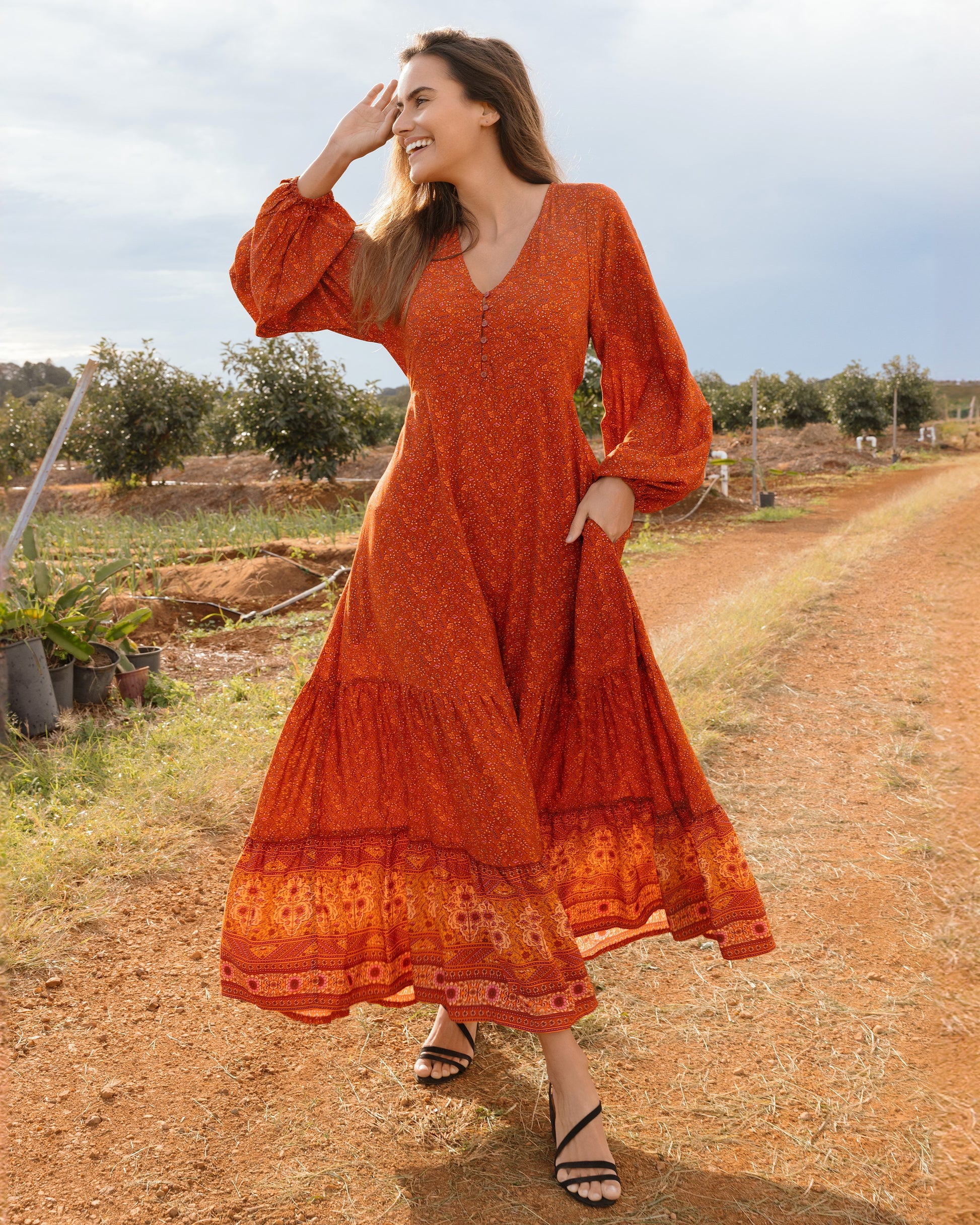 SIENNA MAXI DRESS PUMPKIN SPICE