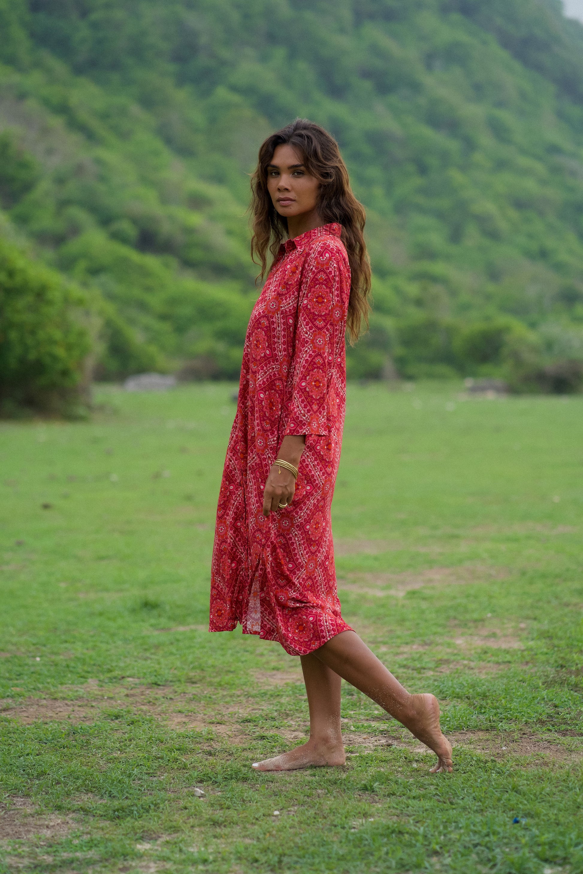 RETREAT MIDI DRESS CHERRY RIPE