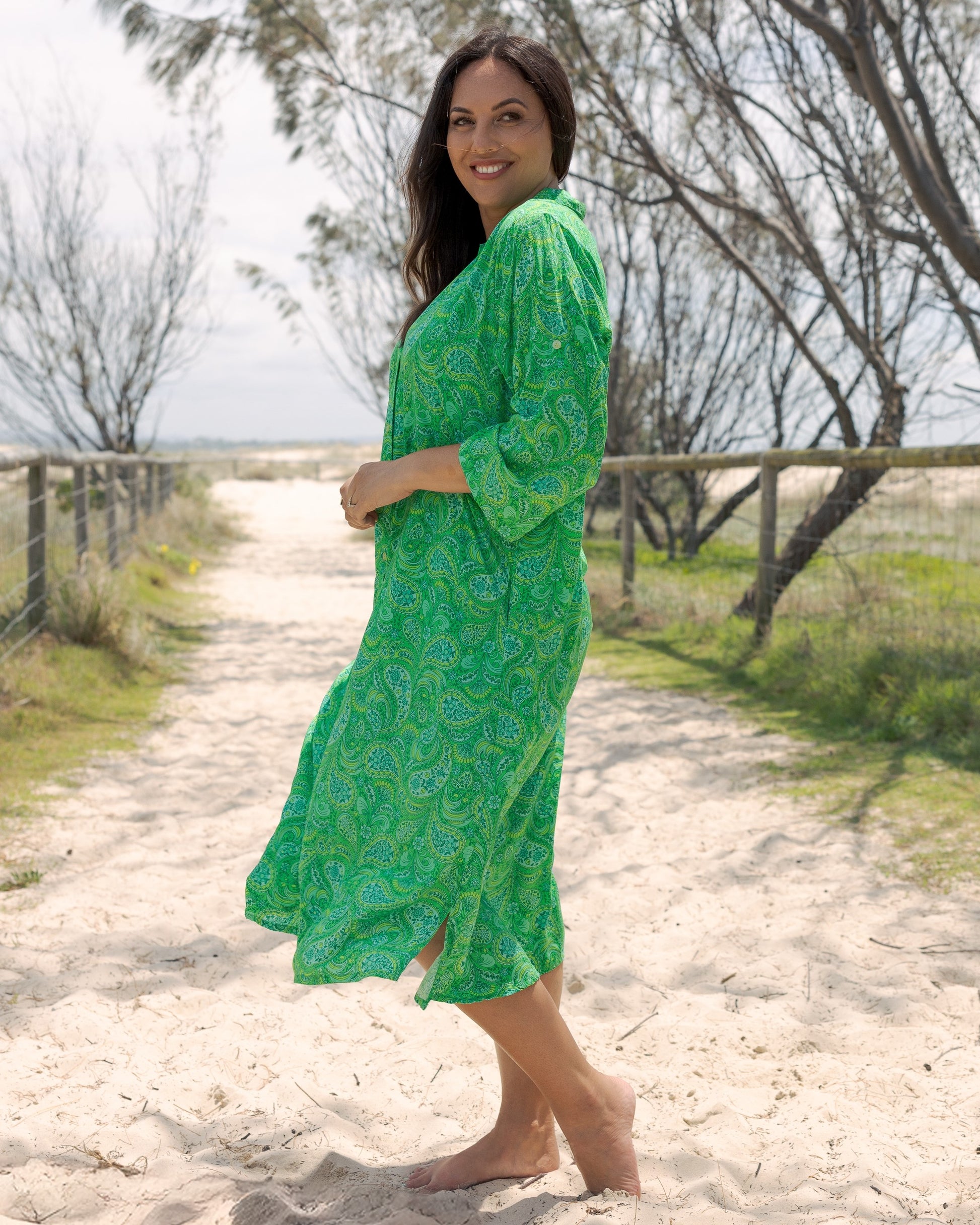 RETREAT MIDI DRESS LIME CORDIAL