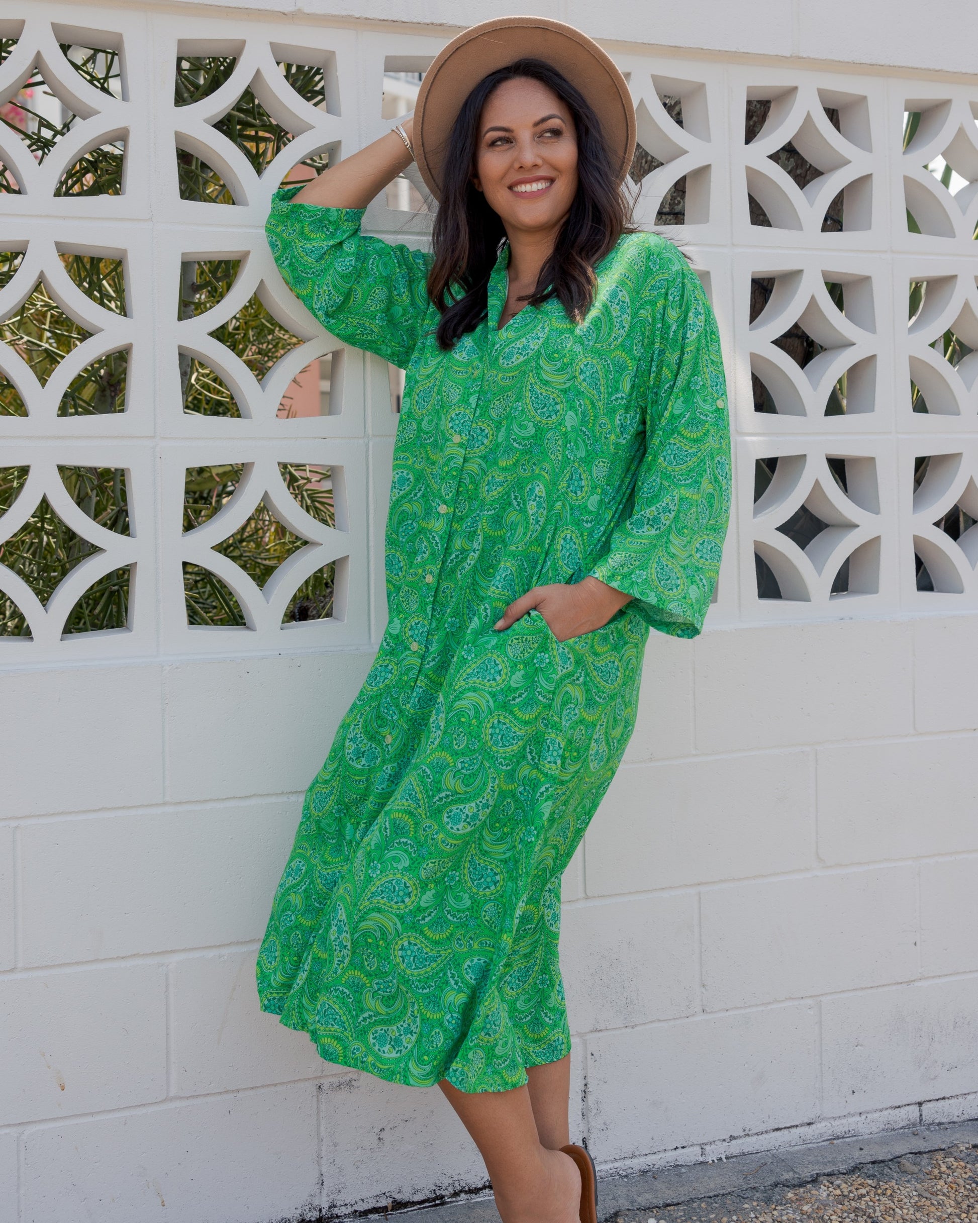 RETREAT MIDI DRESS LIME CORDIAL