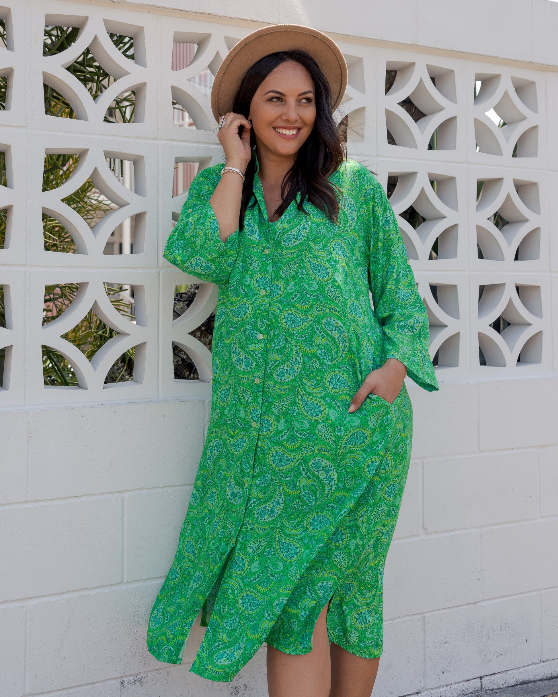 RETREAT MIDI DRESS LIME CORDIAL