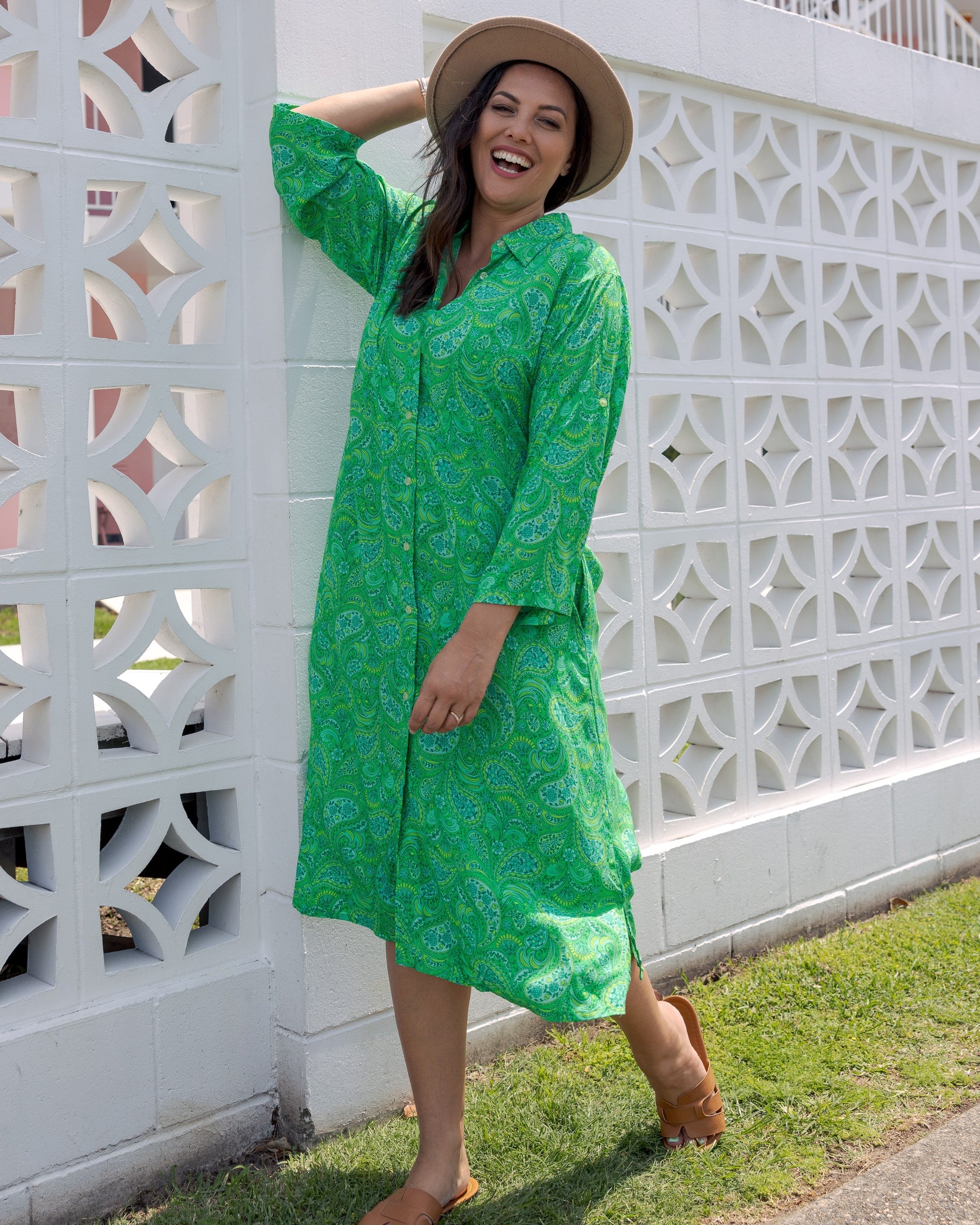 RETREAT MIDI DRESS LIME CORDIAL