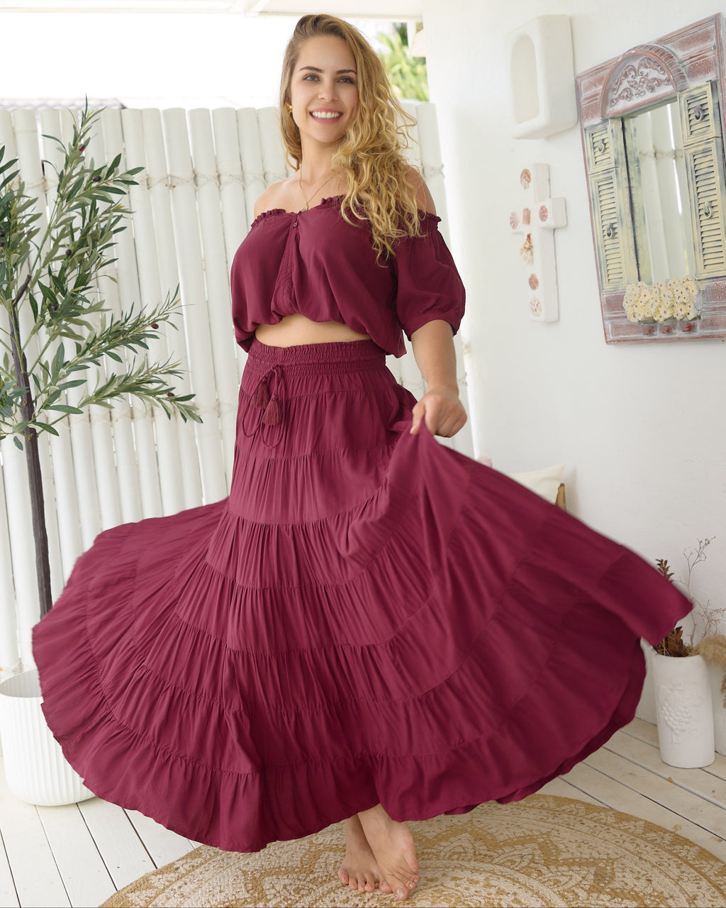 PENNY MAXI SKIRT SANGRIA