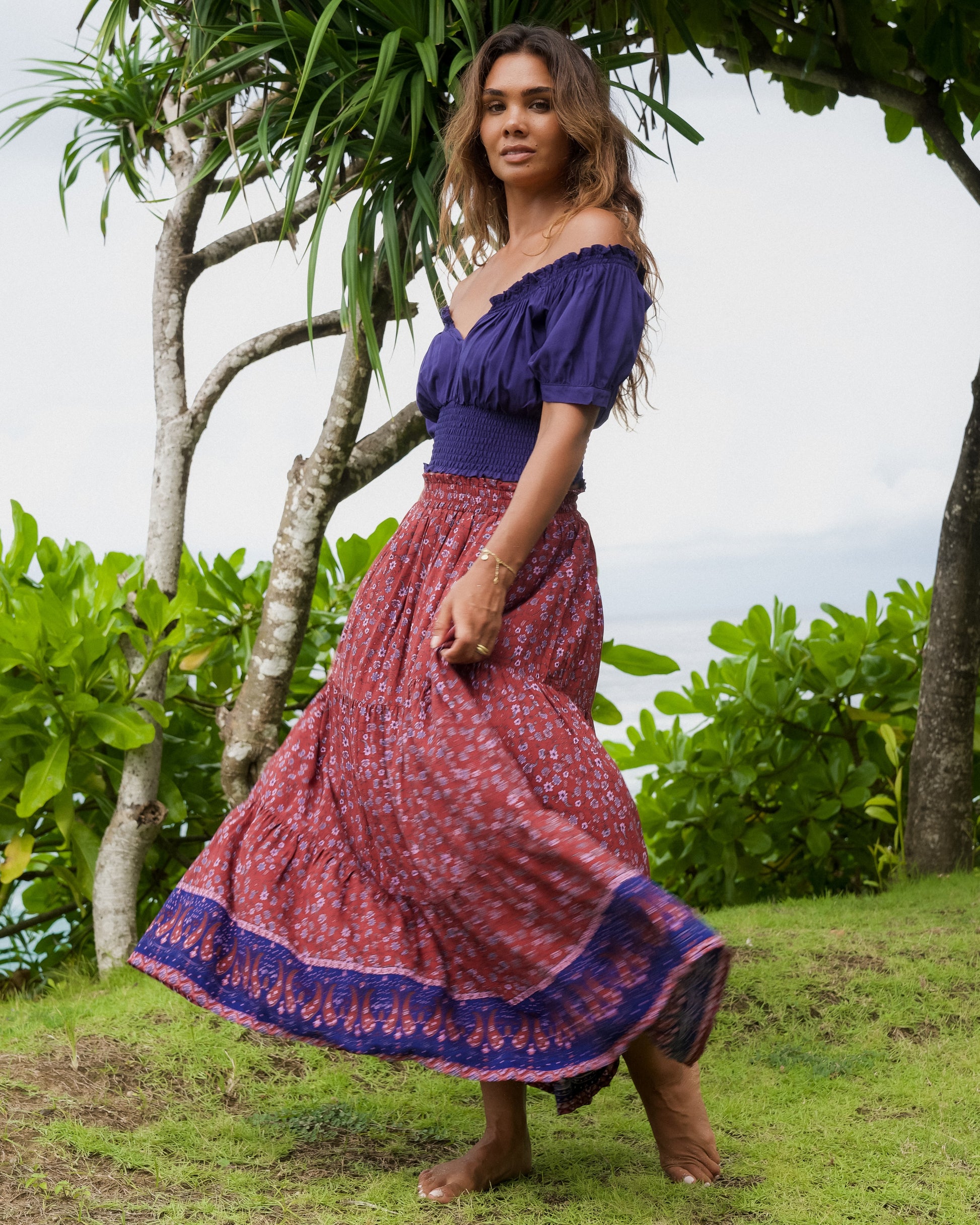 CARLA MAXI SKIRT RHUBARB