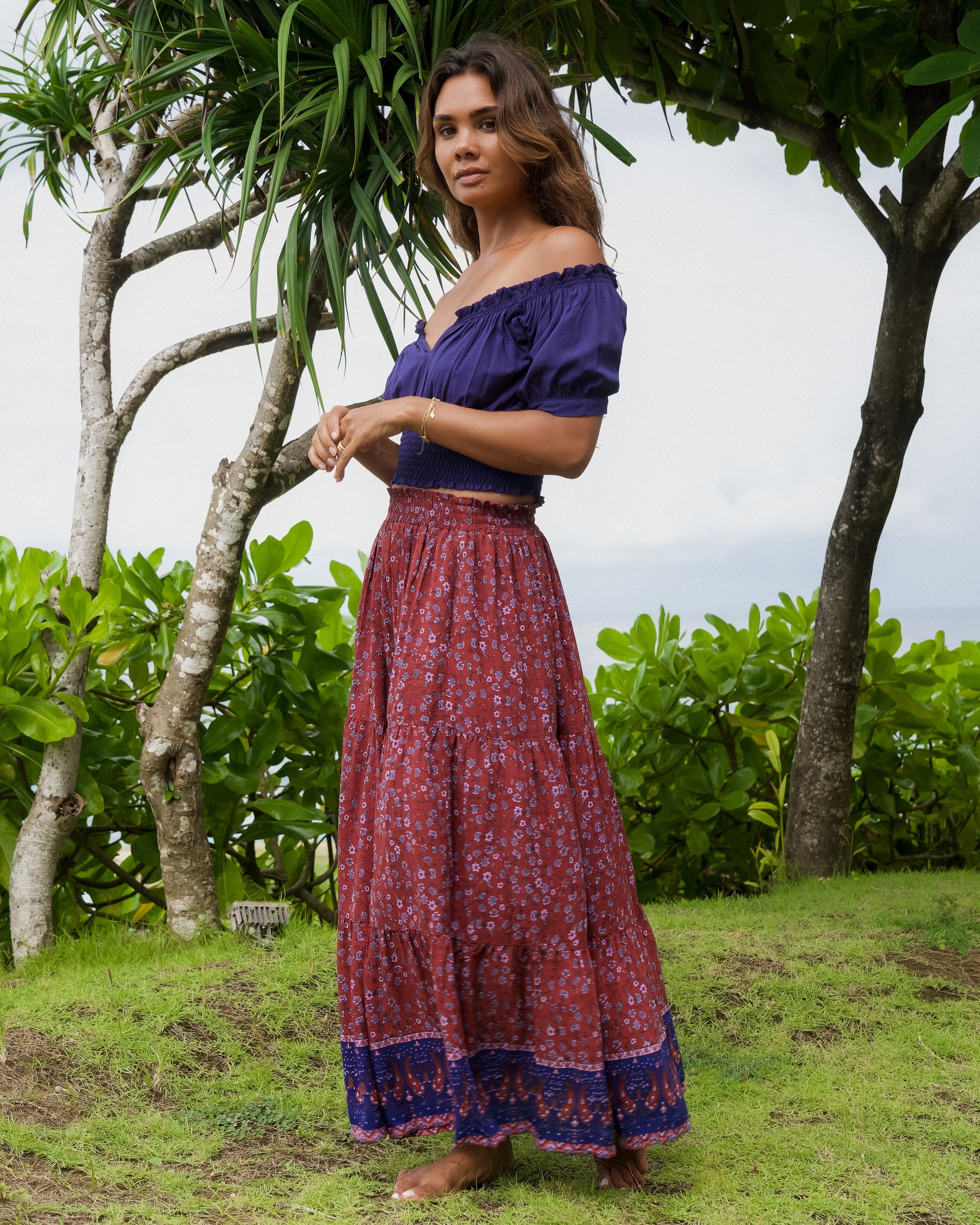 CARLA MAXI SKIRT RHUBARB