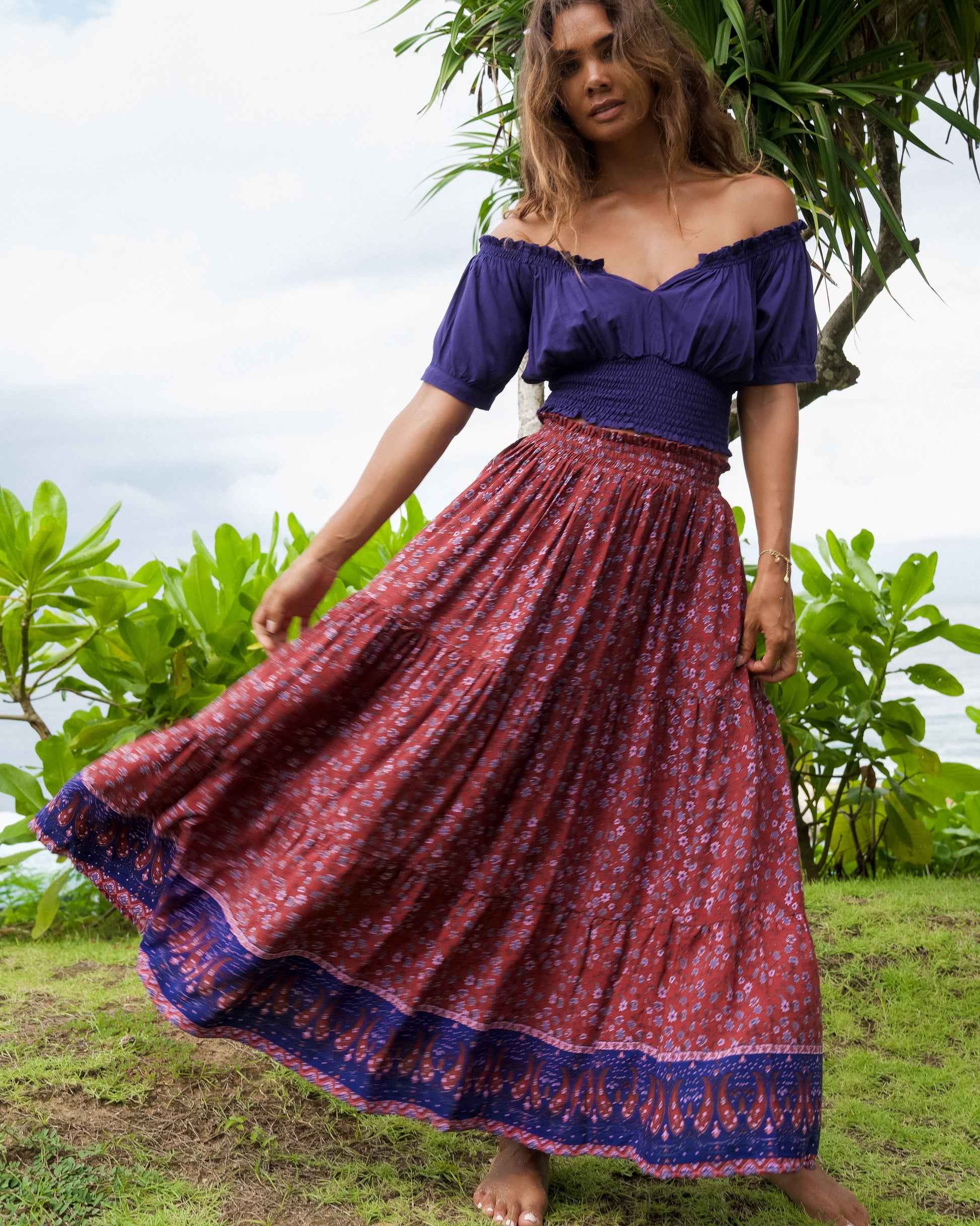CARLA MAXI SKIRT RHUBARB