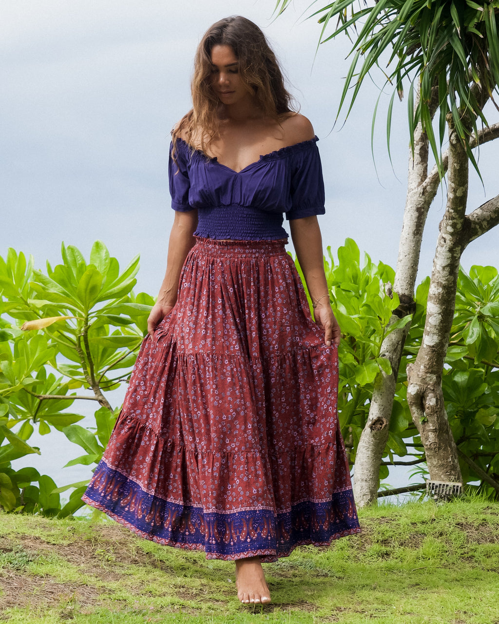 CARLA MAXI SKIRT RHUBARB