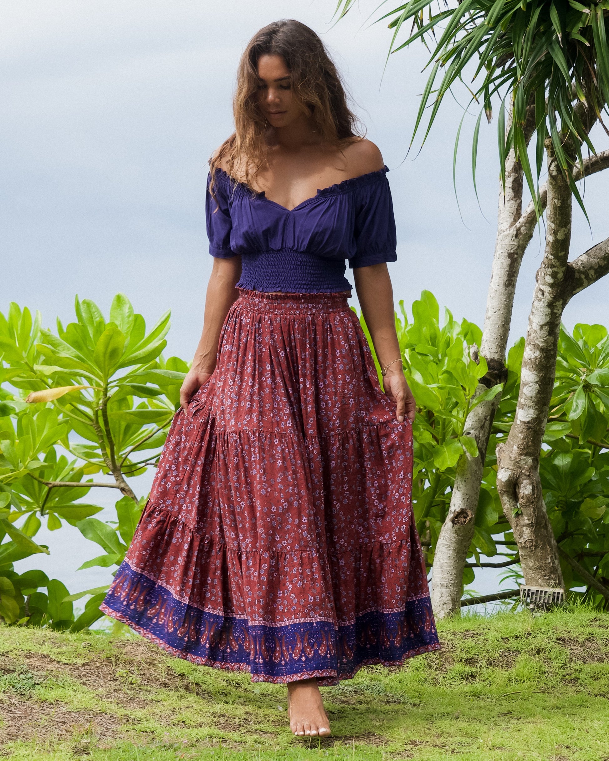 CARLA MAXI SKIRT RHUBARB