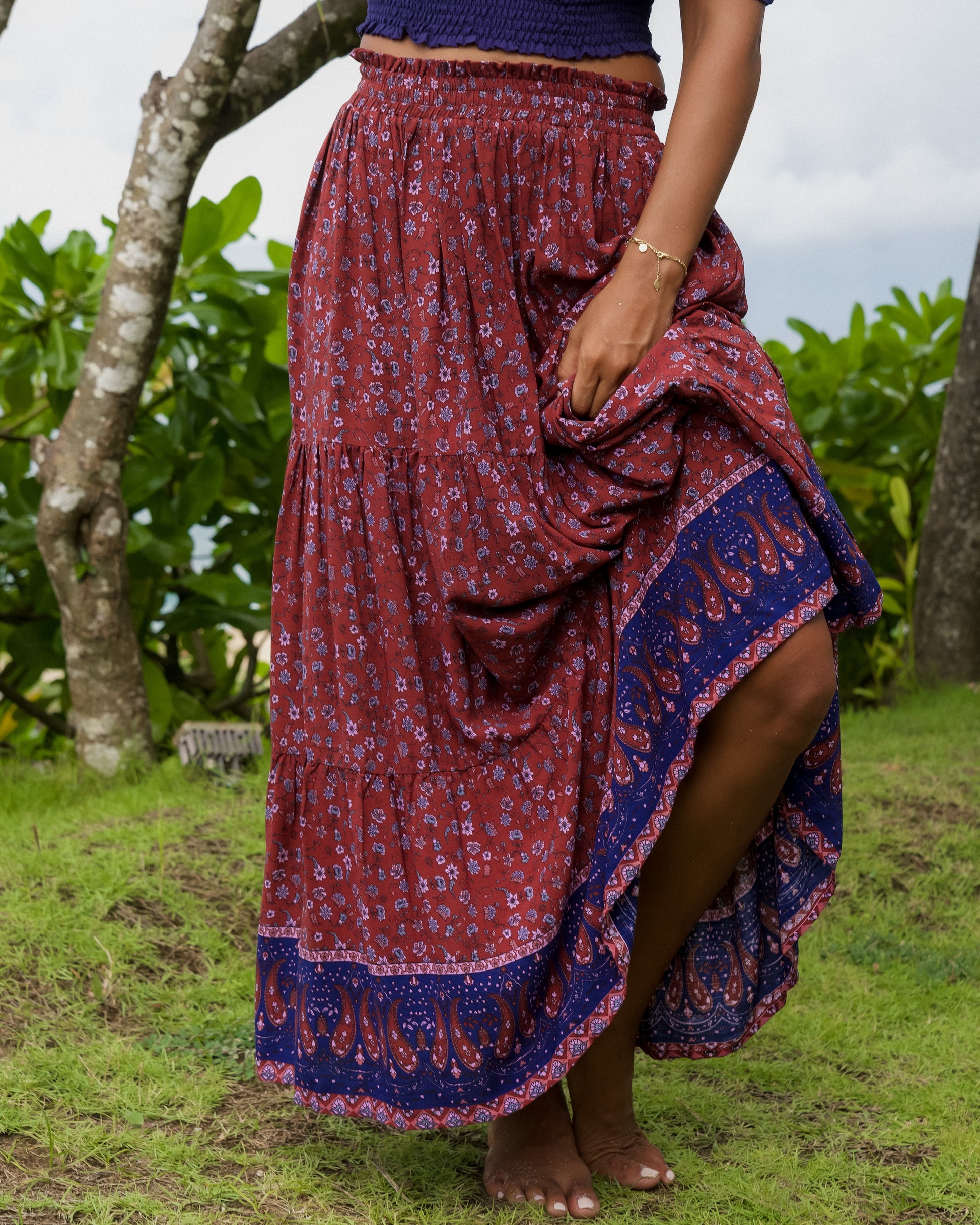 CARLA MAXI SKIRT RHUBARB